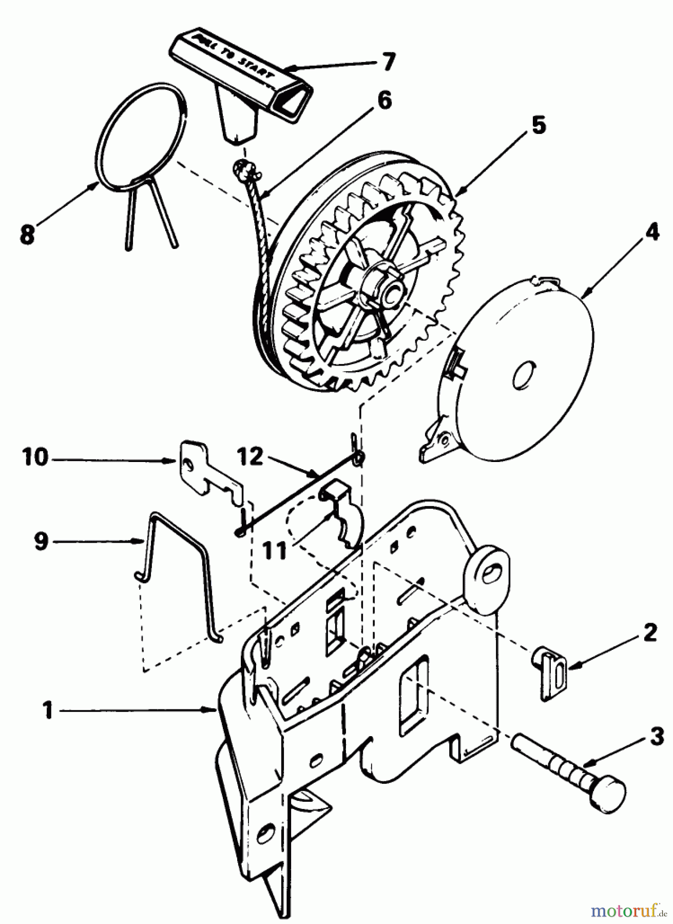  Toro Neu Mowers, Walk-Behind Seite 1 20577 - Toro Lawnmower, 1985 (5000001-5999999) STARTER ASSEMBLY NO. 590532