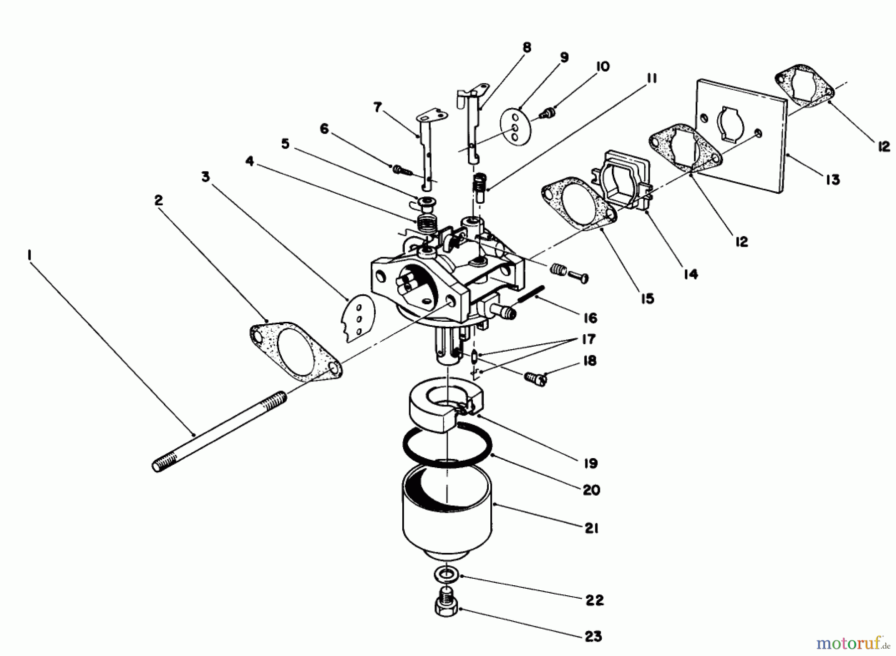  Toro Neu Mowers, Walk-Behind Seite 1 20584 - Toro Lawnmower, 1986 (6000001-6999999) CARBURETOR ASSEMBLY