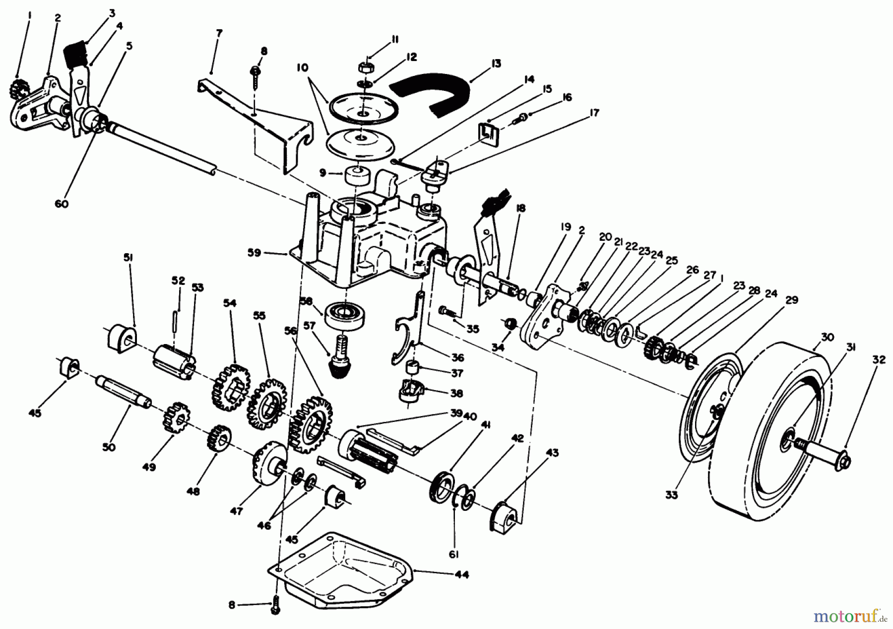  Toro Neu Mowers, Walk-Behind Seite 1 20611 - Toro Lawnmower, 1989 (9000001-9999999) GEAR CASE ASSEMBLY