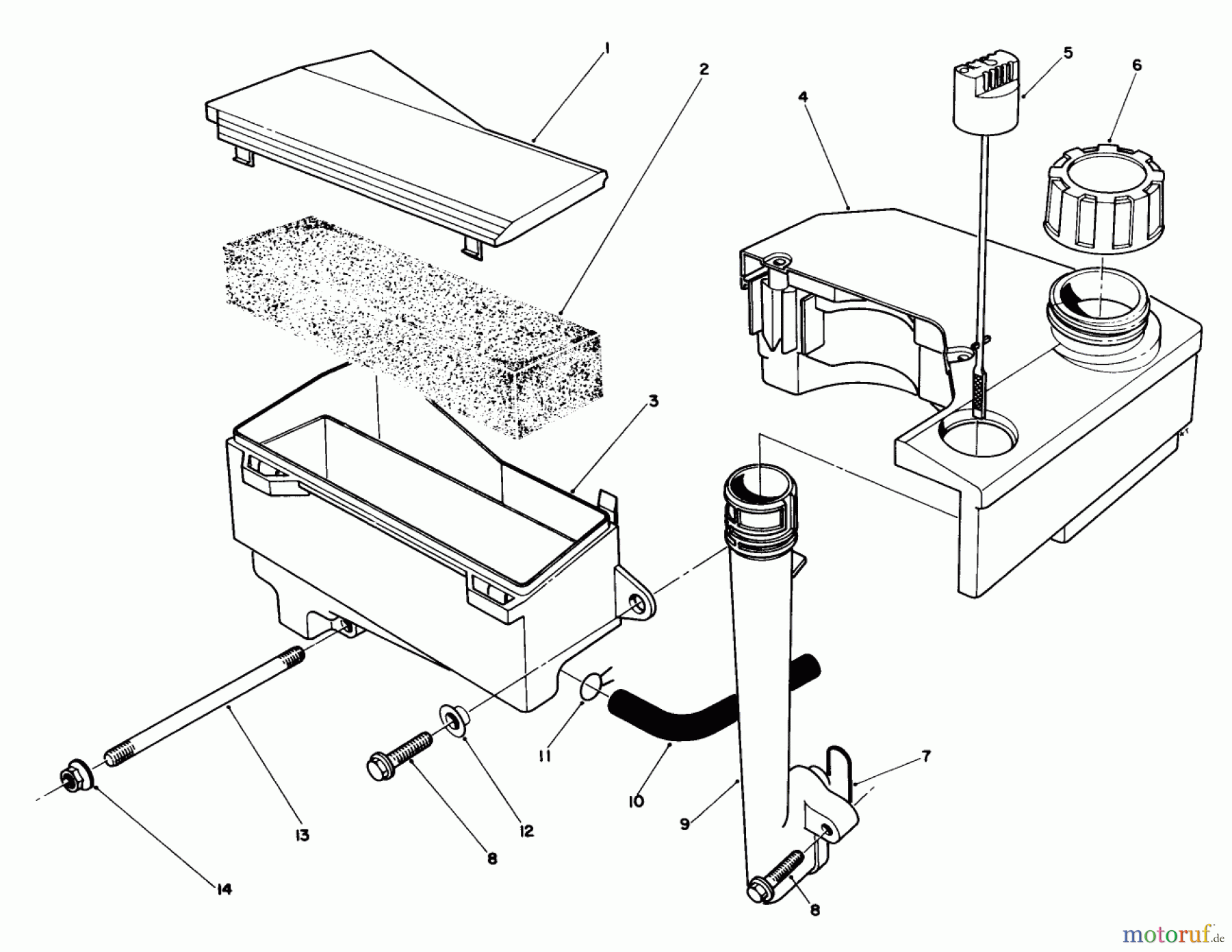  Toro Neu Mowers, Walk-Behind Seite 1 20622 - Toro Lawnmower, 1986 (6000001-6999999) AIR CLEANER & FUEL TANK ASSEMBLY