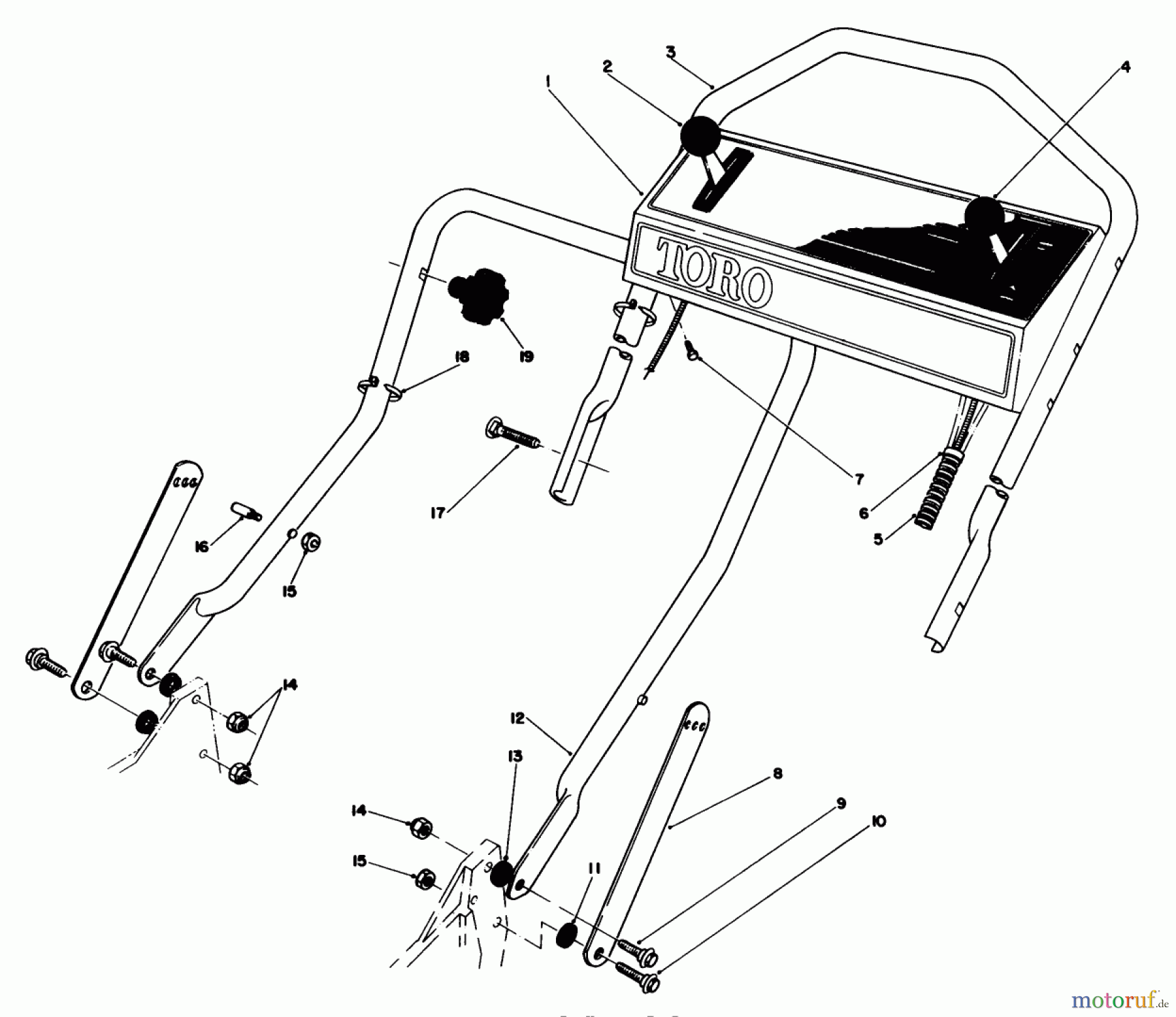  Toro Neu Mowers, Walk-Behind Seite 1 20622 - Toro Lawnmower, 1987 (7000001-7999999) HANDLE ASSEMBLY