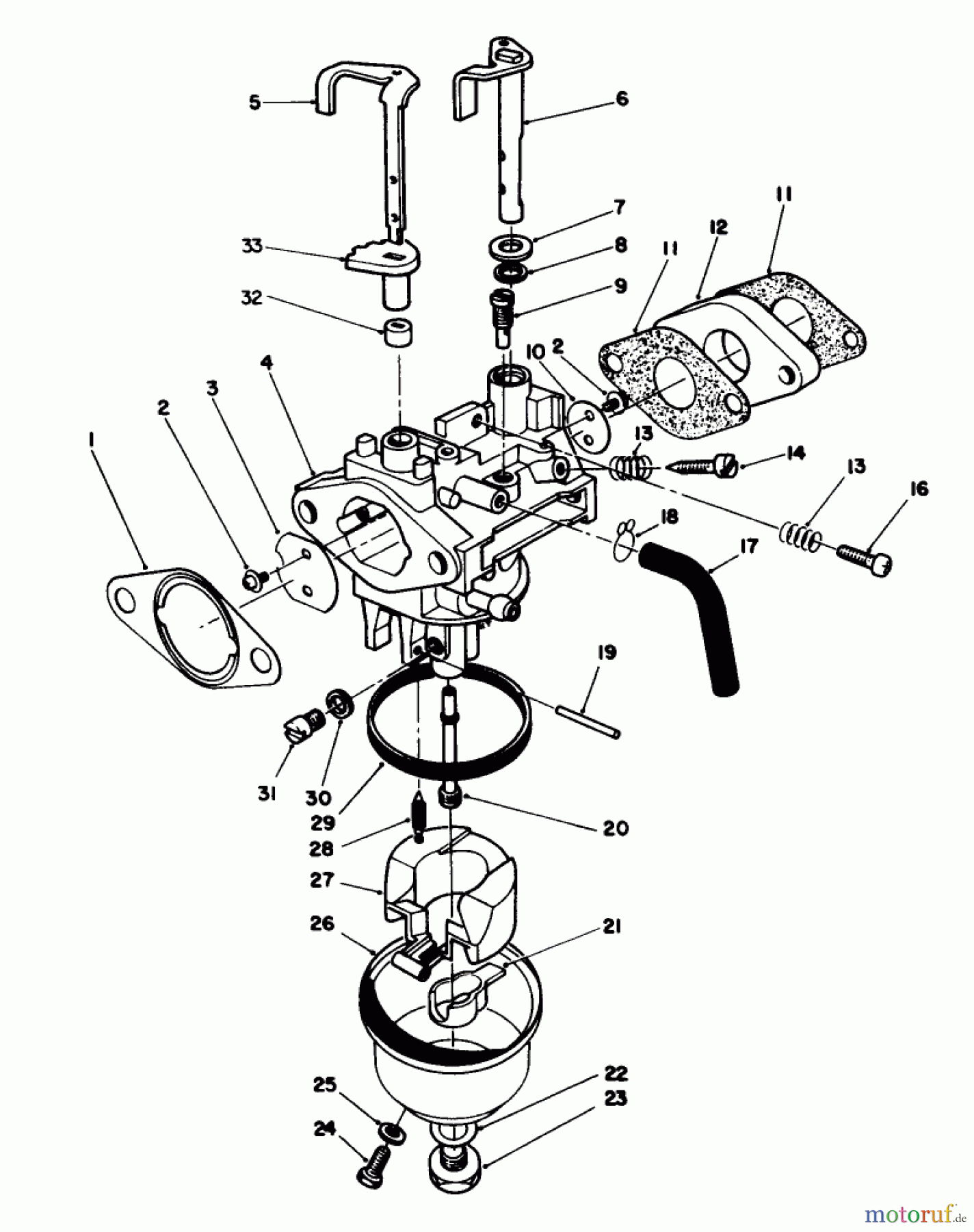  Toro Neu Mowers, Walk-Behind Seite 1 20622 - Toro Lawnmower, 1988 (8000001-8999999) CARBURETOR ASSEMBLY (MODEL NO. VMH7)