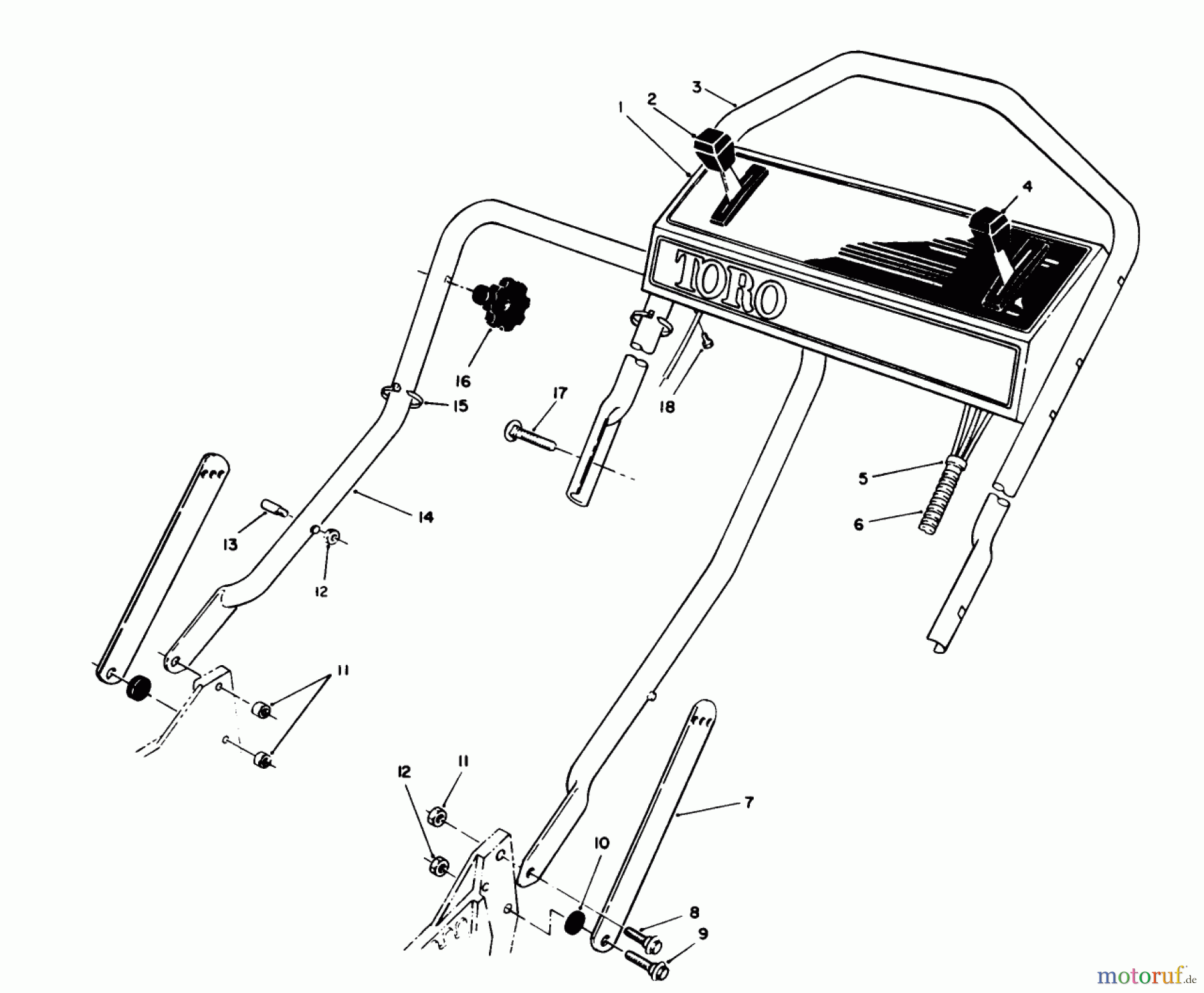  Toro Neu Mowers, Walk-Behind Seite 1 20622 - Toro Lawnmower, 1990 (0000001-0003101) HANDLE ASSEMBLY