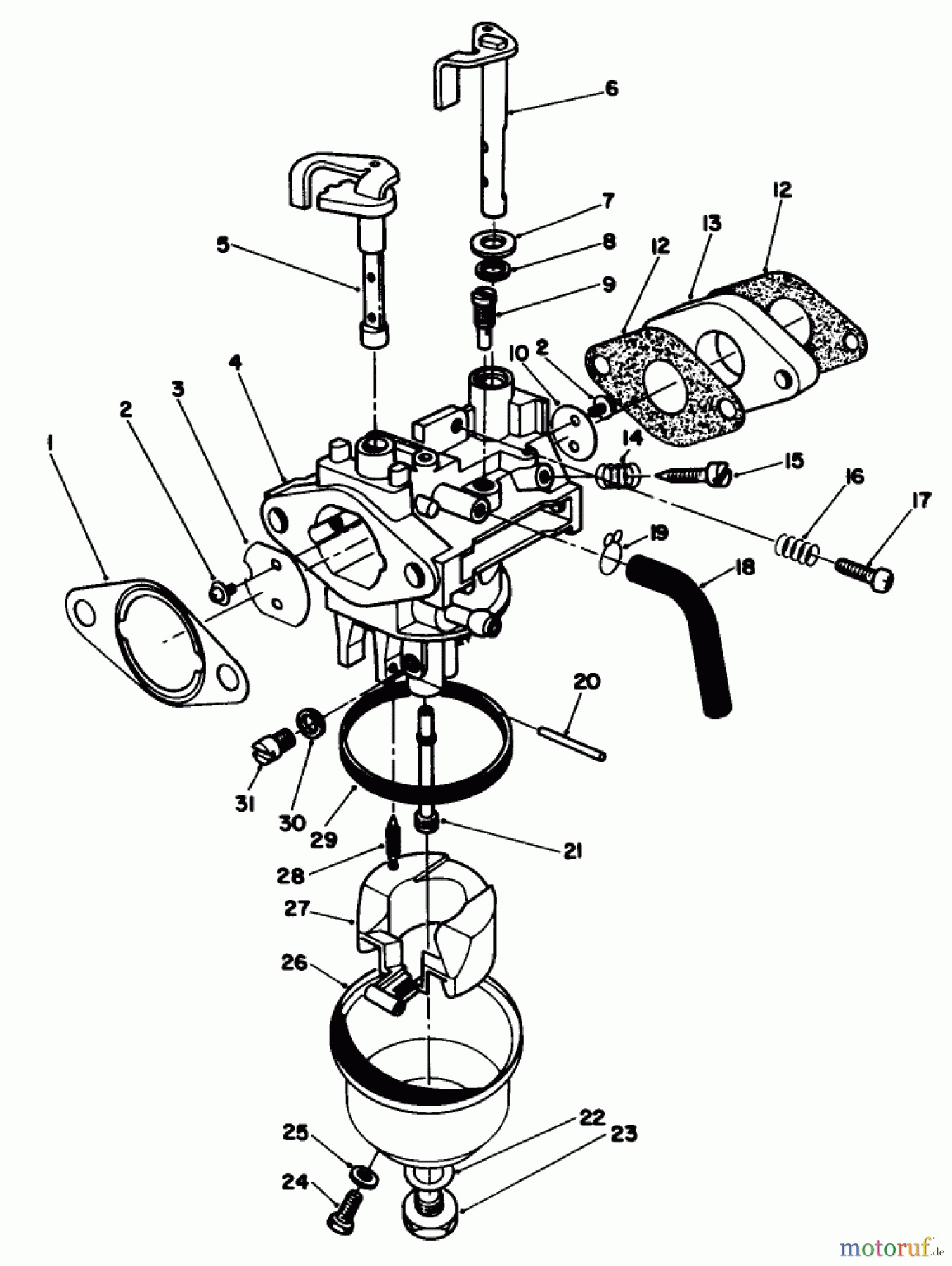  Toro Neu Mowers, Walk-Behind Seite 1 20624 - Toro Lawnmower, 1987 (7000001-7999999) CARBURETOR ASSEMBLY (MODEL NO. VMF5)