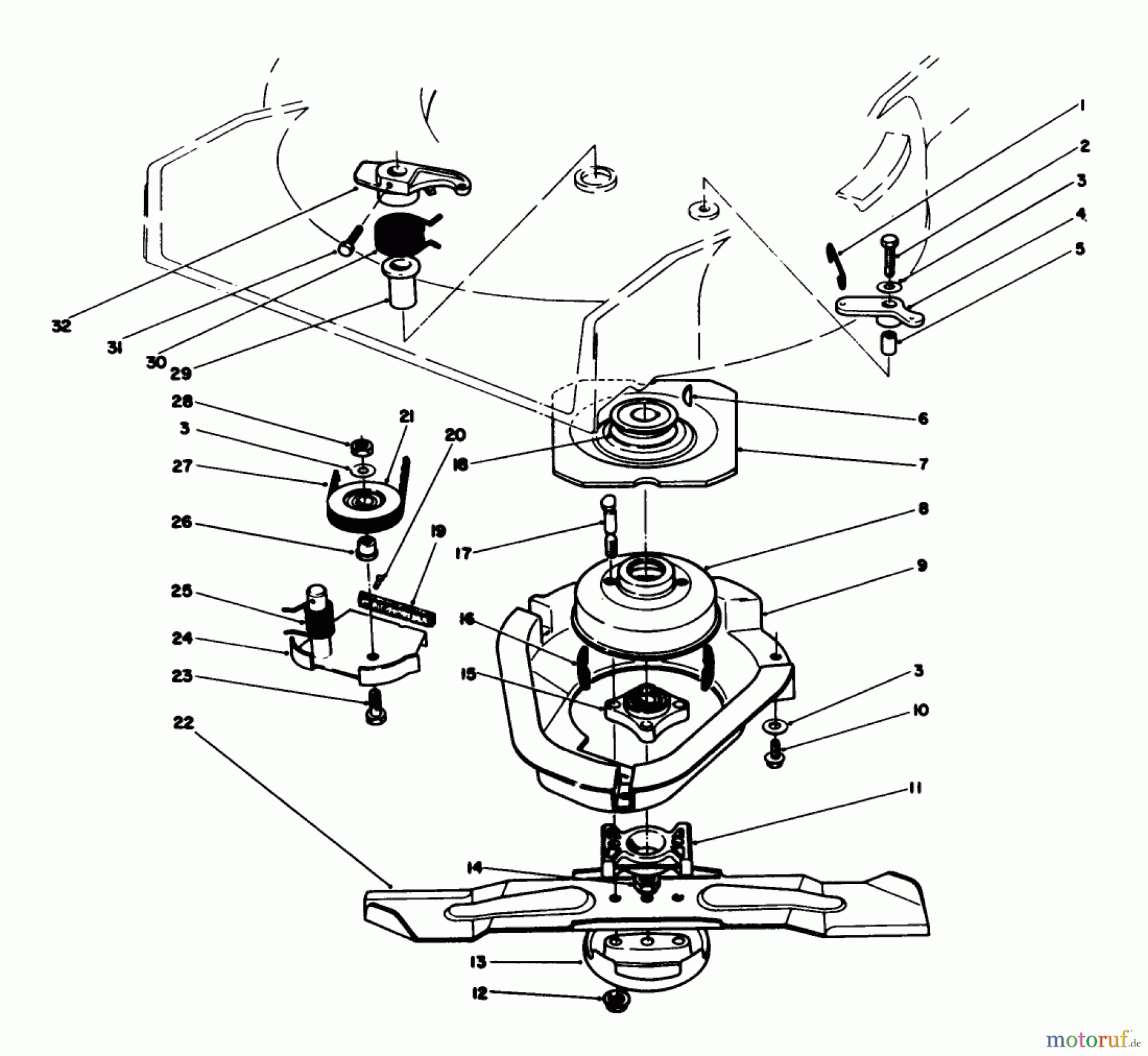  Toro Neu Mowers, Walk-Behind Seite 1 20624 - Toro Lawnmower, 1988 (8000001-8999999) BLADE & BRAKE CLUTCH ASSEMBLY