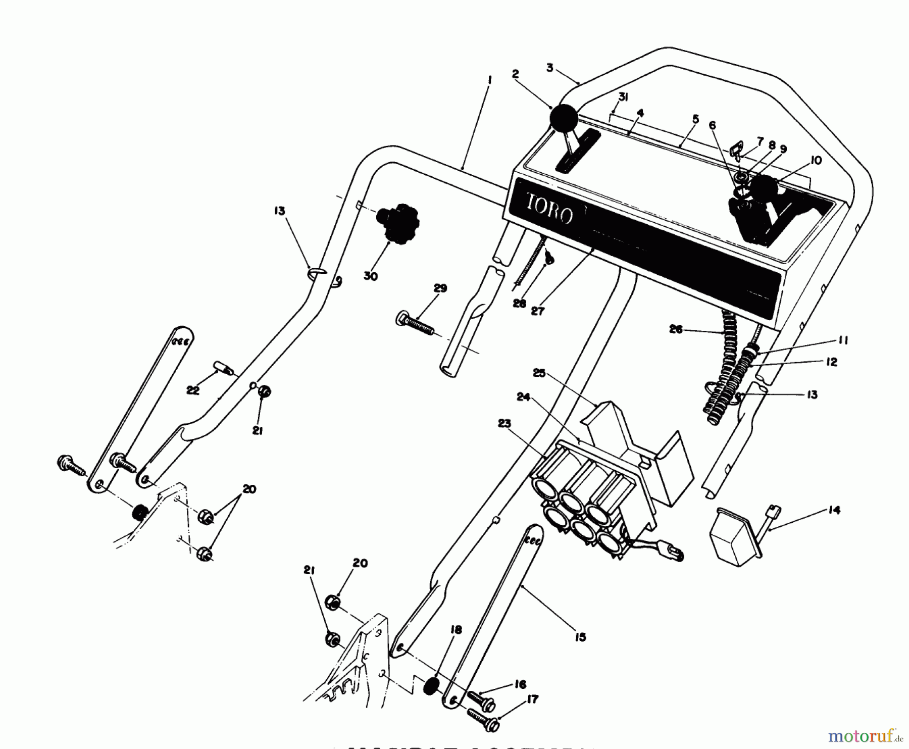  Toro Neu Mowers, Walk-Behind Seite 1 20624C - Toro Lawnmower, 1988 (8000001-8999999) HANDLE ASSEMBLY