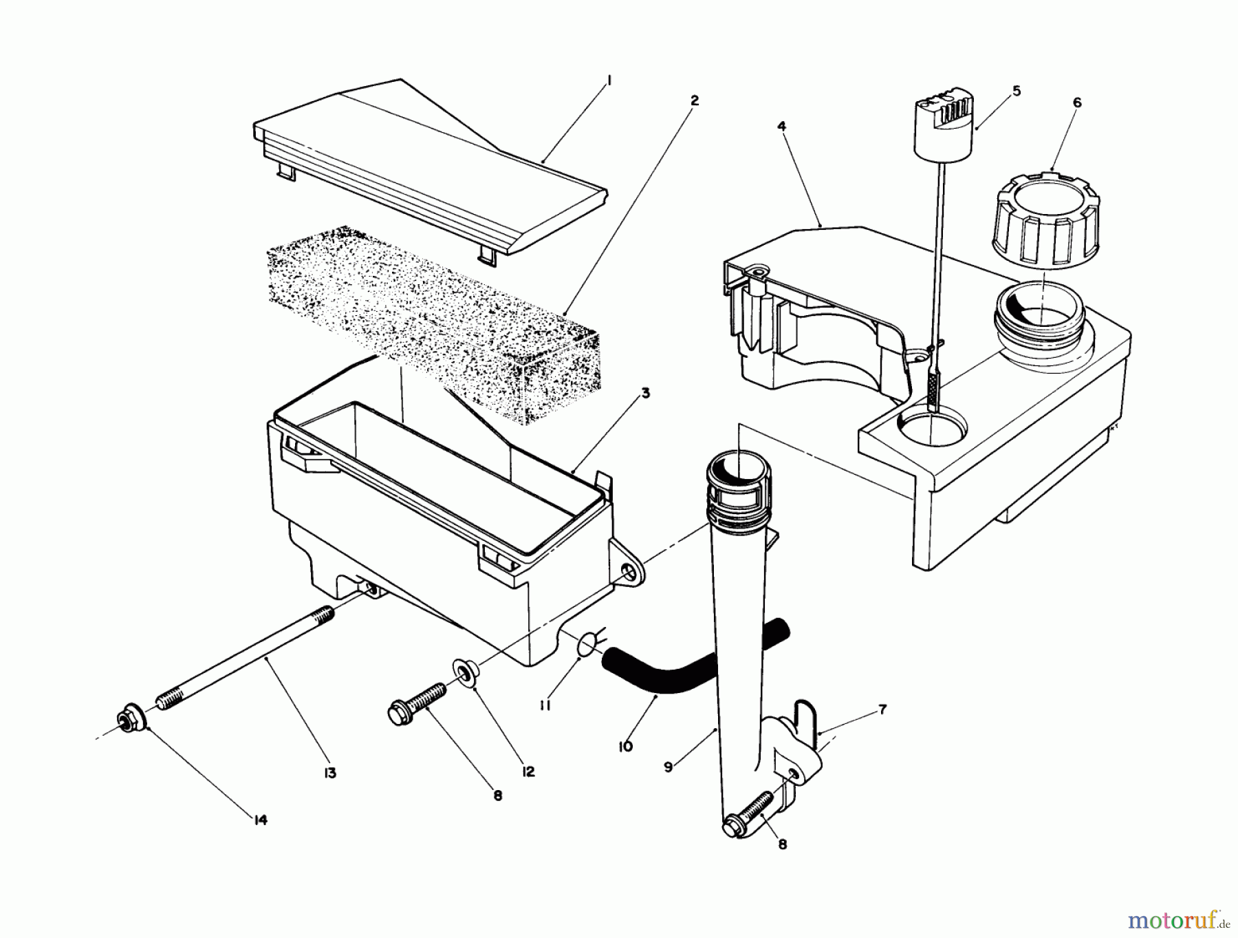  Toro Neu Mowers, Walk-Behind Seite 1 20626C - Toro Lawnmower, 1986 (6000001-6999999) AIR CLEANER & FUEL TANK ASSEMBLY