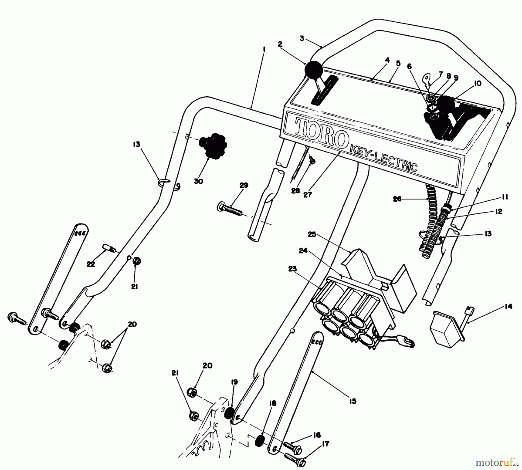  Toro Neu Mowers, Walk-Behind Seite 1 20629C - Toro Lawnmower, 1987 (7000001-7999999) HANDLE ASSEMBLY