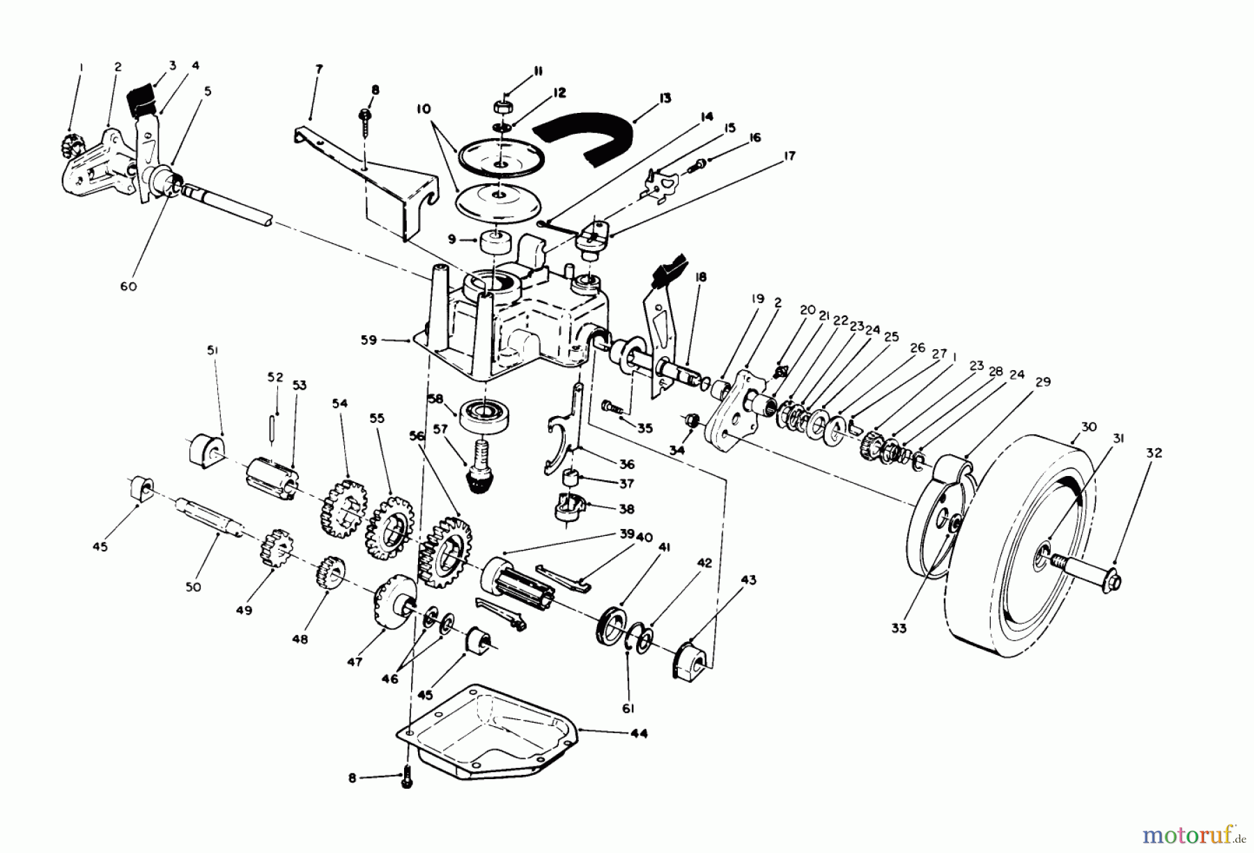  Toro Neu Mowers, Walk-Behind Seite 1 20668 - Toro Lawnmower, 1991 (1000001-1999999) GEAR CASE ASSEMBLY