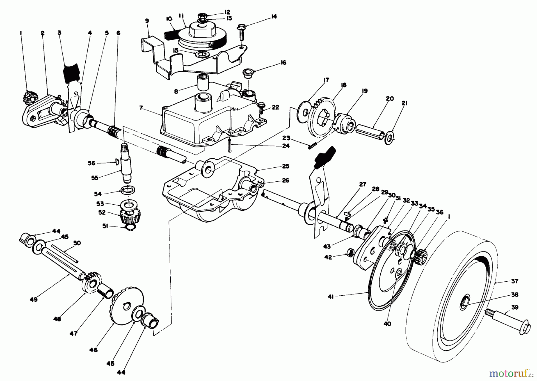  Toro Neu Mowers, Walk-Behind Seite 1 20675 - Toro Lawnmower, 1986 (6000001-6999999) GEAR CASE ASSEMBLY (USED ON UNITS WITH SERIAL NO. 6001101 & UP)