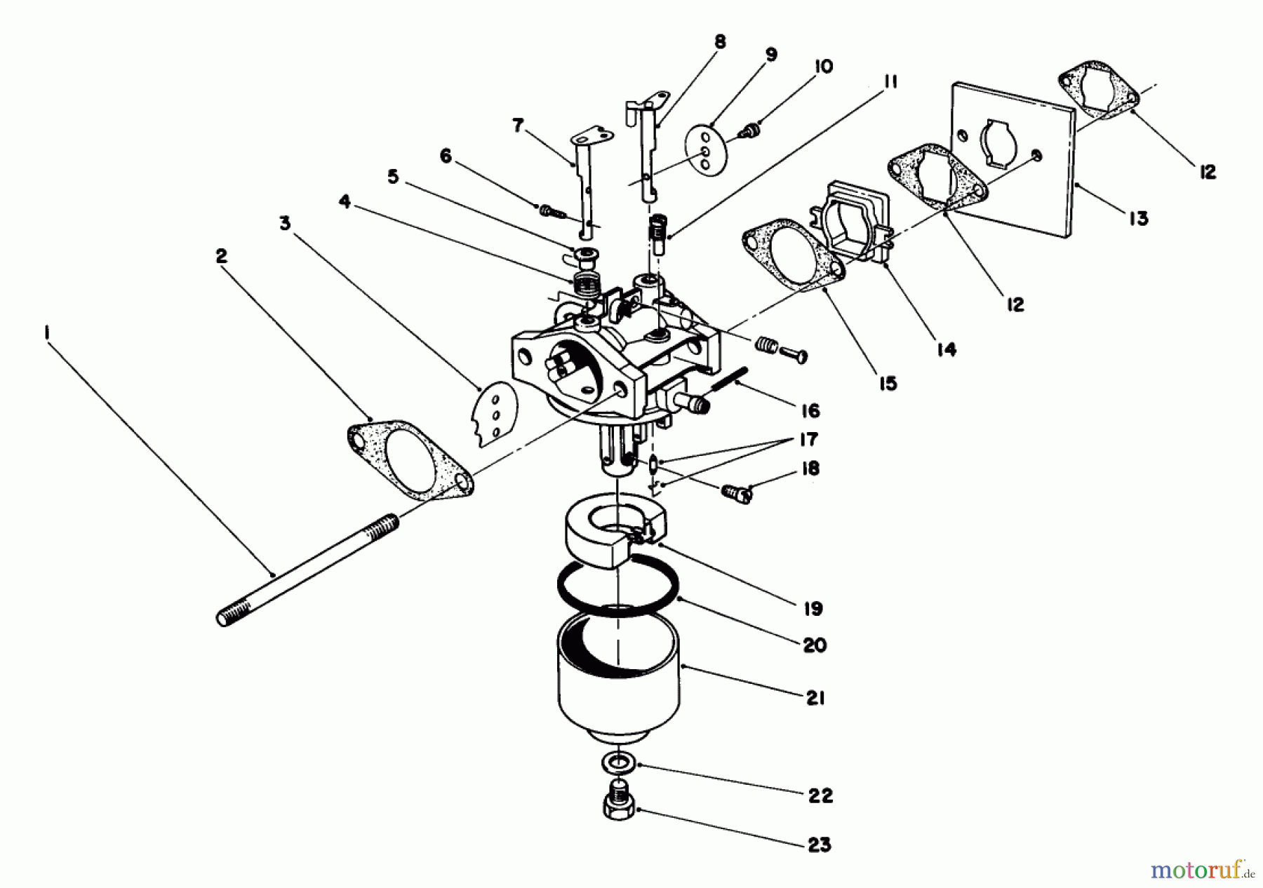  Toro Neu Mowers, Walk-Behind Seite 1 20680 - Toro Lawnmower, 1985 (5000001-5999999) CARBURETOR ASSEMBLY