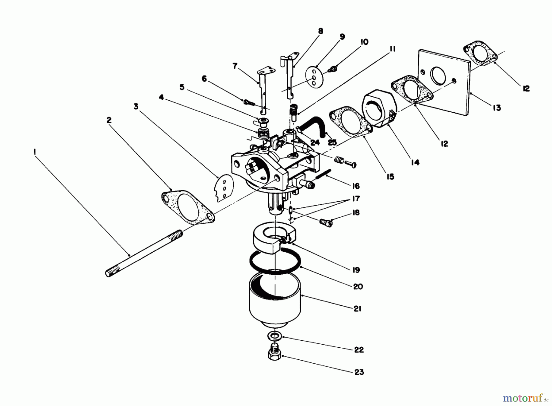  Toro Neu Mowers, Walk-Behind Seite 1 20684 - Toro Lawnmower, 1988 (8000001-8999999) CARBURETOR ASSEMBLY (MODEL NO. 47PH7) (USED ON UNITS WITH SERIAL NO. 8003898 & UP)