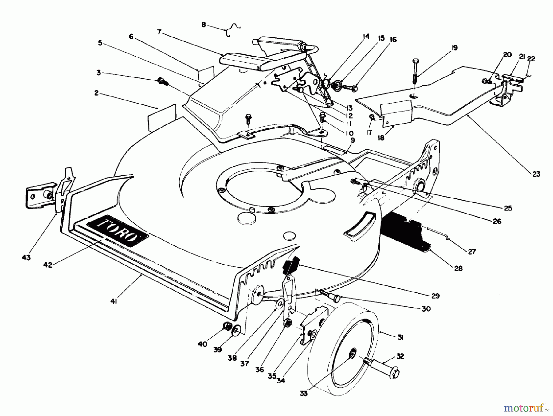  Toro Neu Mowers, Walk-Behind Seite 1 20692C - Toro Lawnmower, 1989 (9000001-9999999) HOUSING ASSEMBLY