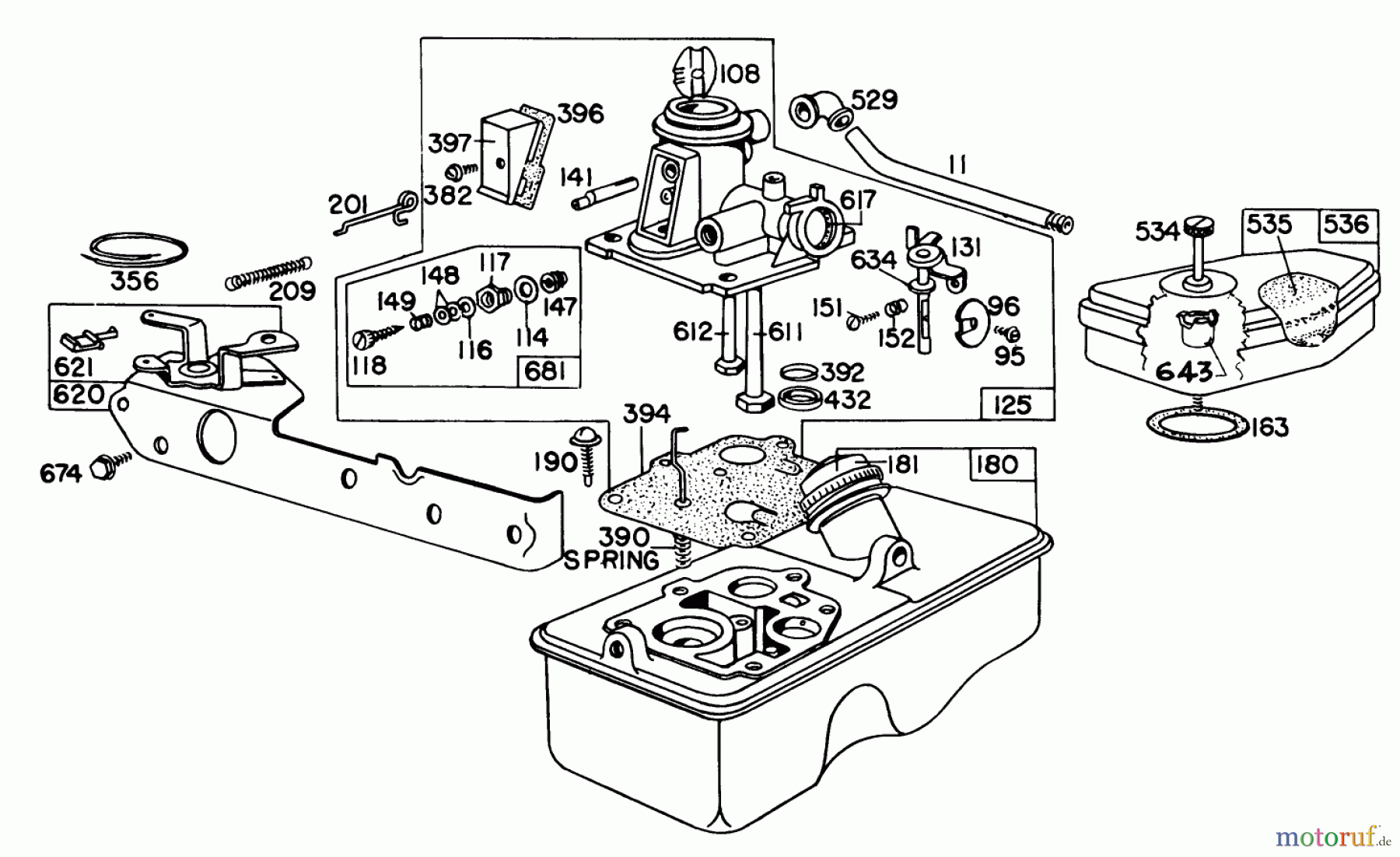  Toro Neu Mowers, Walk-Behind Seite 1 20698 - Toro Lawnmower, 1980 (0000001-0999999) CARBURETOR ASSEMBLY BRIGGS & STRATTON MODEL NO. 92908-2054-01