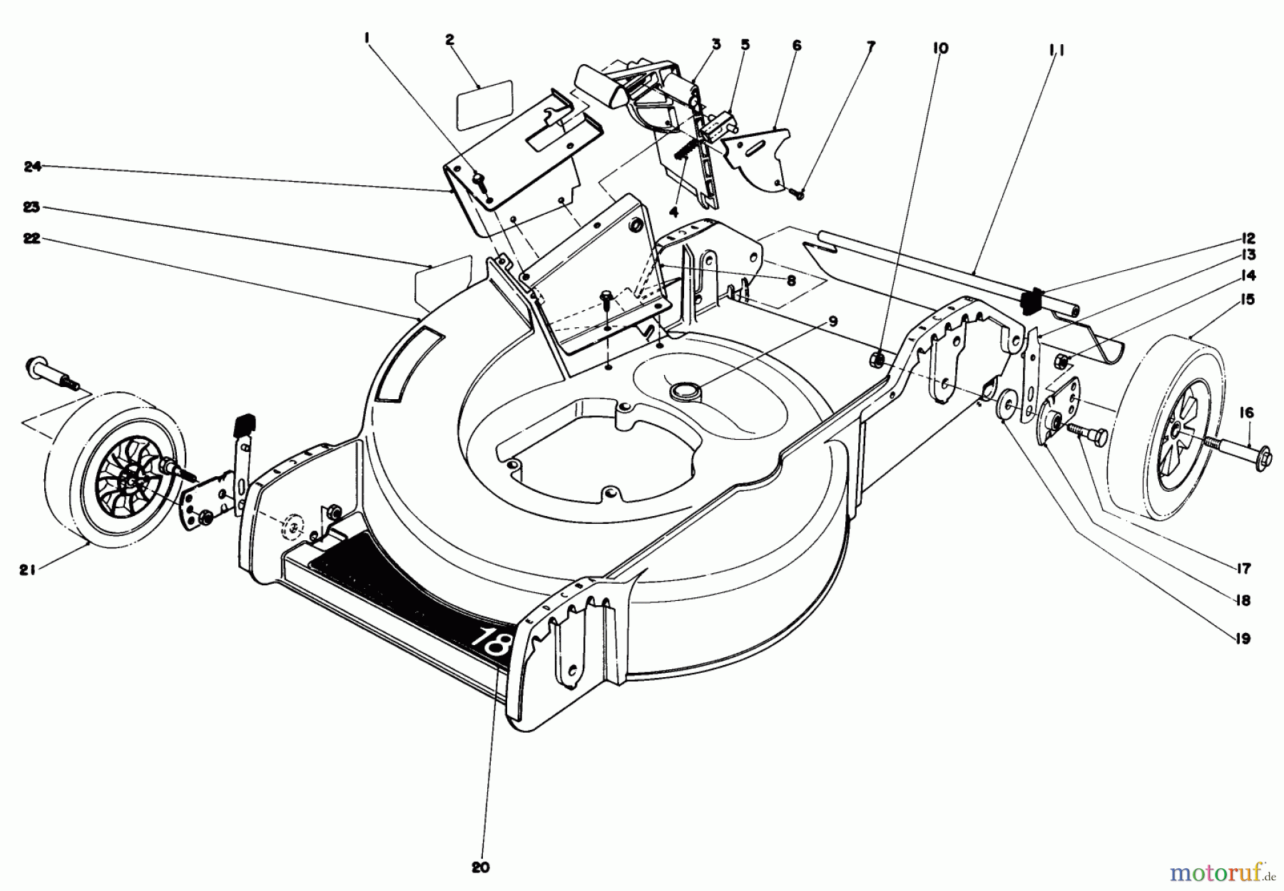  Toro Neu Mowers, Walk-Behind Seite 1 20698 - Toro Lawnmower, 1981 (1000001-1999999) HOUSING ASSEMBLY