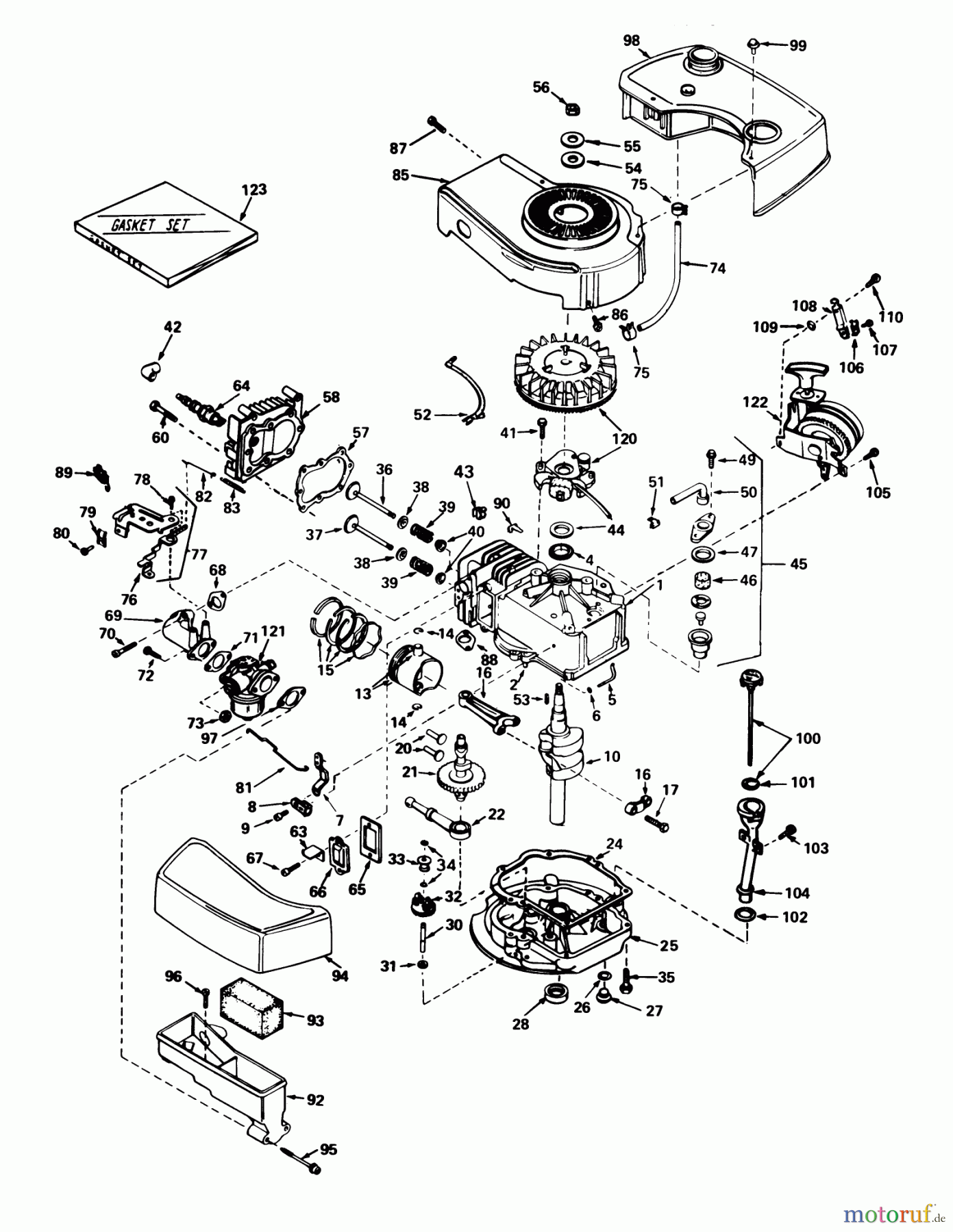  Toro Neu Mowers, Walk-Behind Seite 1 20700 - Toro Lawnmower, 1978 (8000001-8999999) ENGINE TECUMSEH MODEL TNT 100-10049B