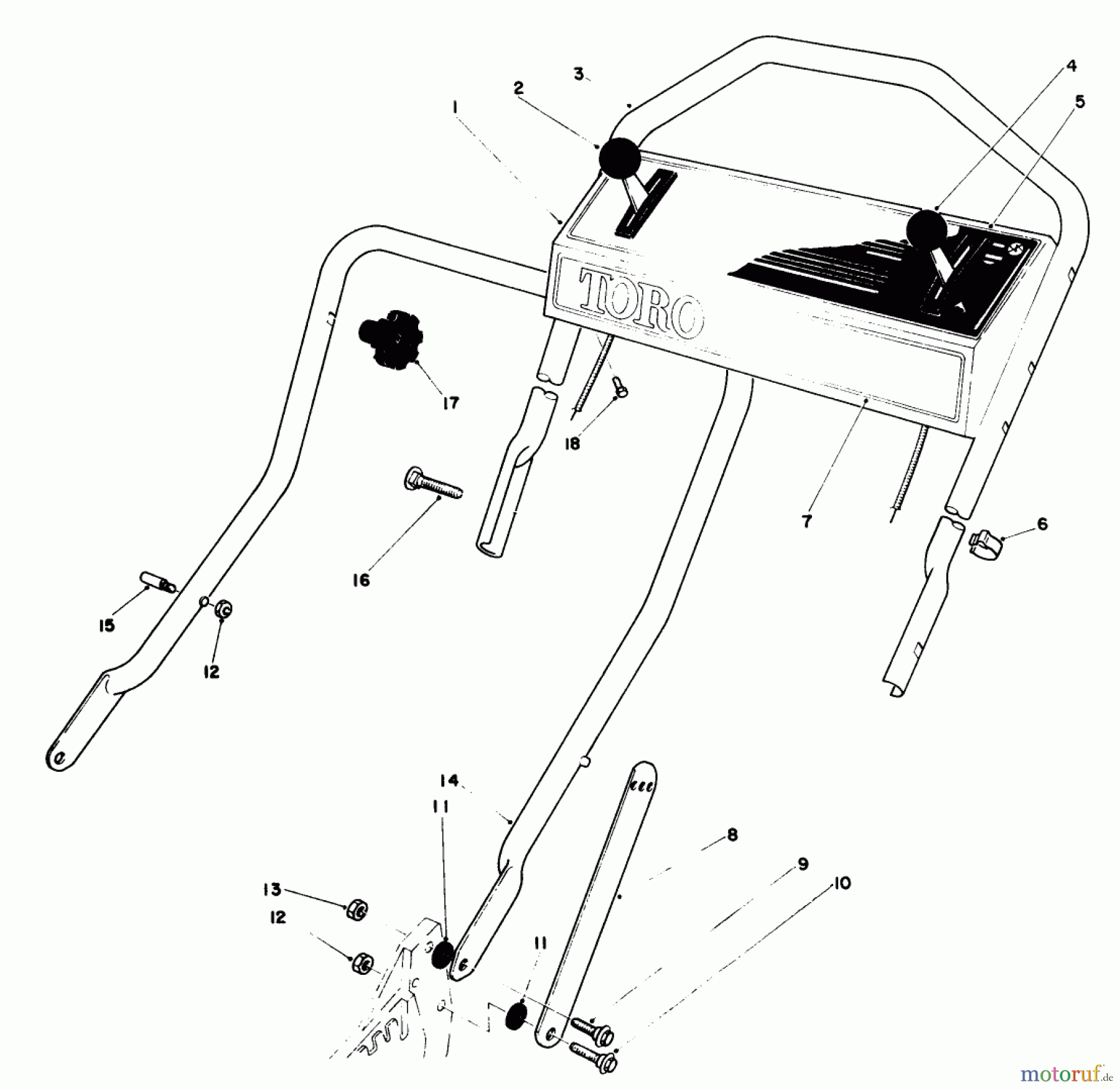  Toro Neu Mowers, Walk-Behind Seite 1 20705 - Toro Lawnmower, 1984 (4000001-4999999) HANDLE ASSEMBLY