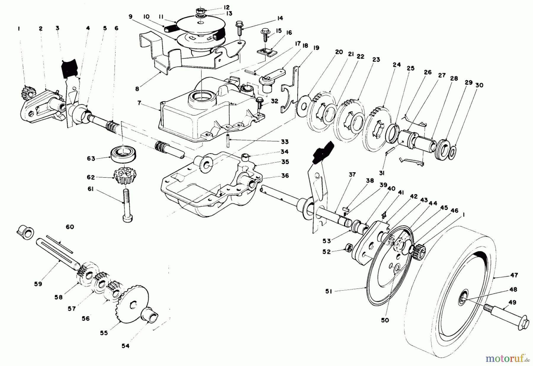  Toro Neu Mowers, Walk-Behind Seite 1 20715 - Toro Lawnmower, 1984 (4000001-4999999) GEAR CASE ASSEMBLY