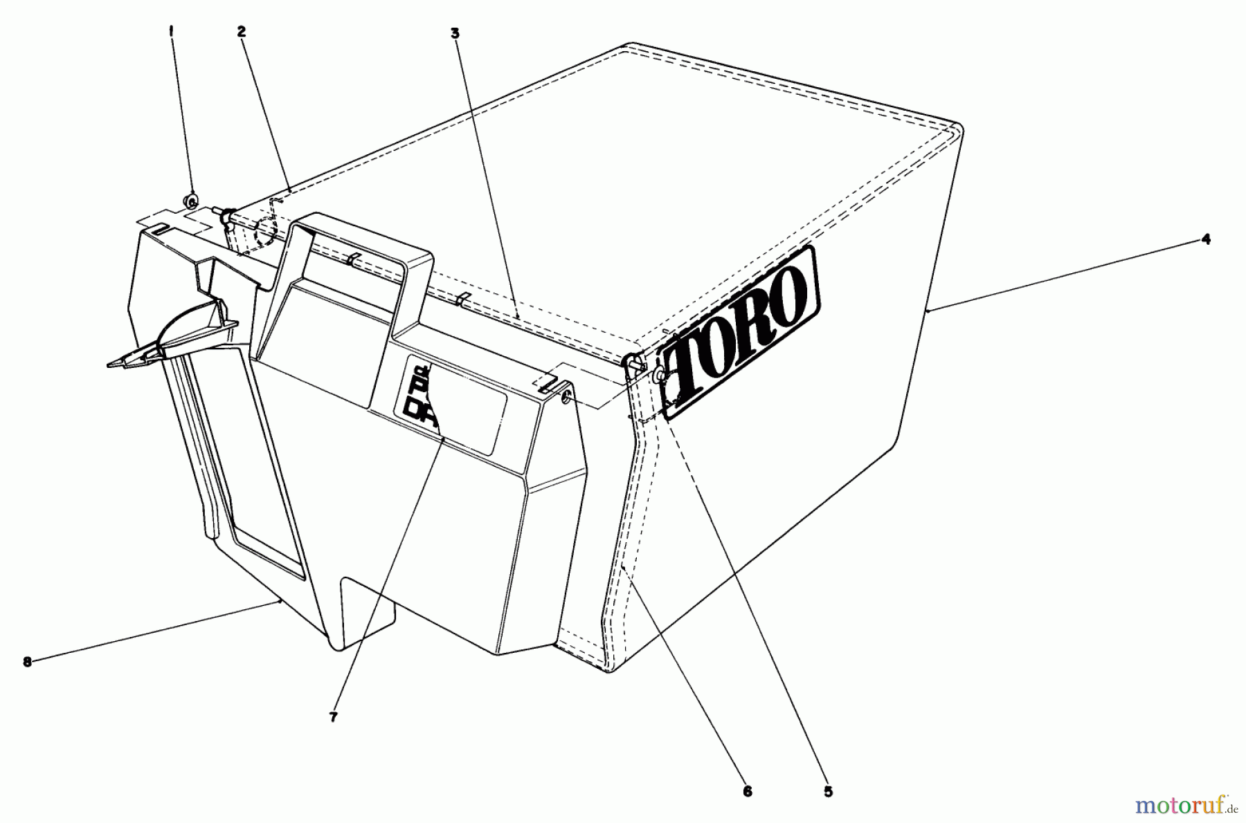  Toro Neu Mowers, Walk-Behind Seite 1 20715C - Toro Lawnmower, 1985 (5000001-5999999) GRASS BAG ASSEMBLY NO. 11-0189