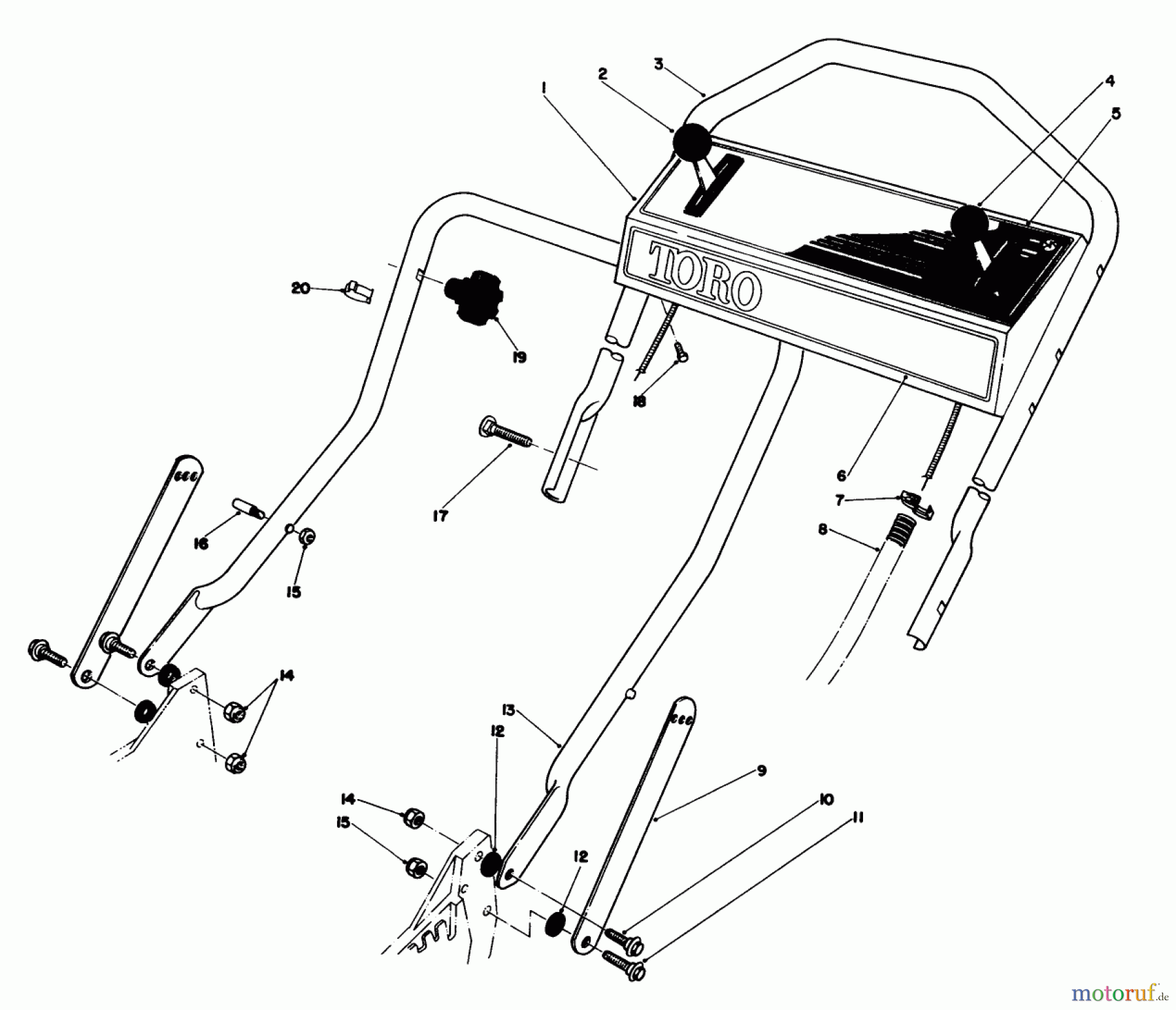  Toro Neu Mowers, Walk-Behind Seite 1 20747C - Toro Lawnmower, 1986 (6000001-6999999) HANDLE ASSEMBLY