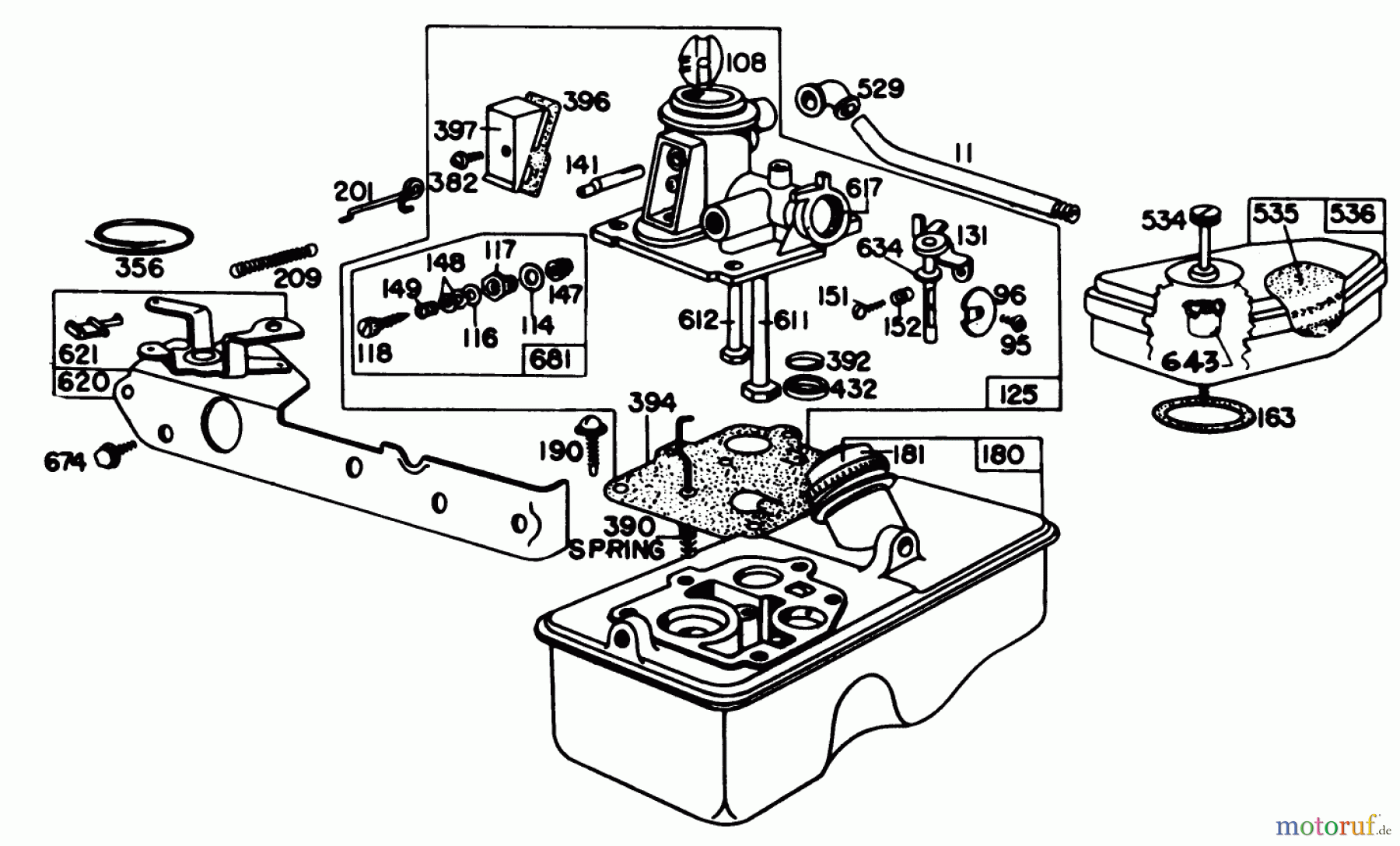  Toro Neu Mowers, Walk-Behind Seite 1 20755 - Toro Lawnmower, 1980 (0000001-0999999) CARBURETOR ASSEMBLY MODEL 92908-1956-01