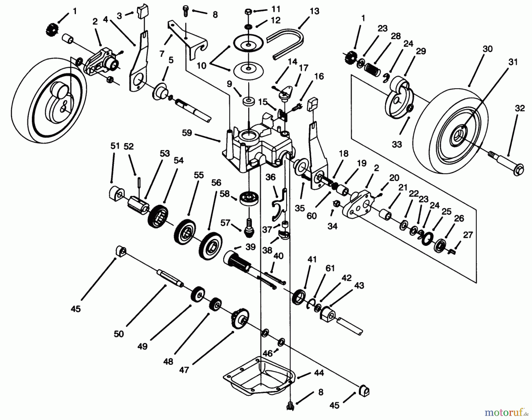  Toro Neu Mowers, Walk-Behind Seite 1 20763B - Toro Lawnmower, 1993 (39000001-39999999) GEAR CASE ASSEMBLY