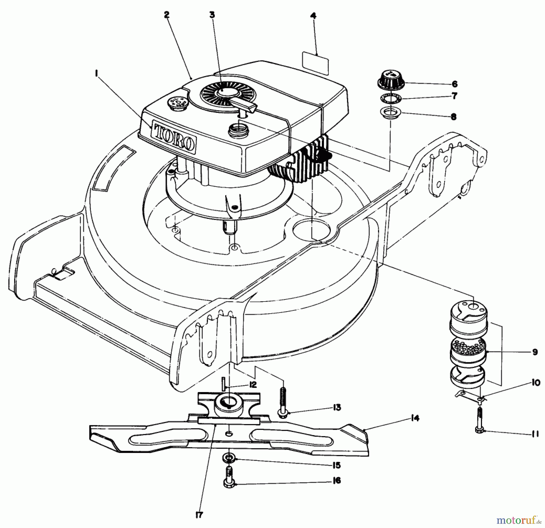  Toro Neu Mowers, Walk-Behind Seite 1 20772 - Toro Lawnmower, 1979 (9000001-9999999) ENGINE ASSEMBLY