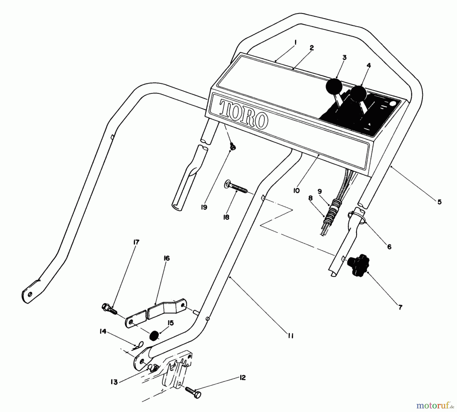  Toro Neu Mowers, Walk-Behind Seite 1 20773 - Toro Lawnmower, 1983 (3000001-3999999) HANDLE ASSEMBLY