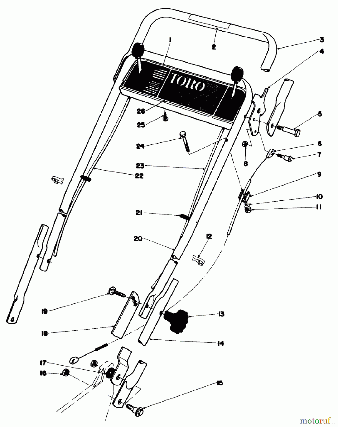  Toro Neu Mowers, Walk-Behind Seite 1 20810 - Toro Lawnmower, 1979 (9000001-9999999) HANDLE ASSEMBLY