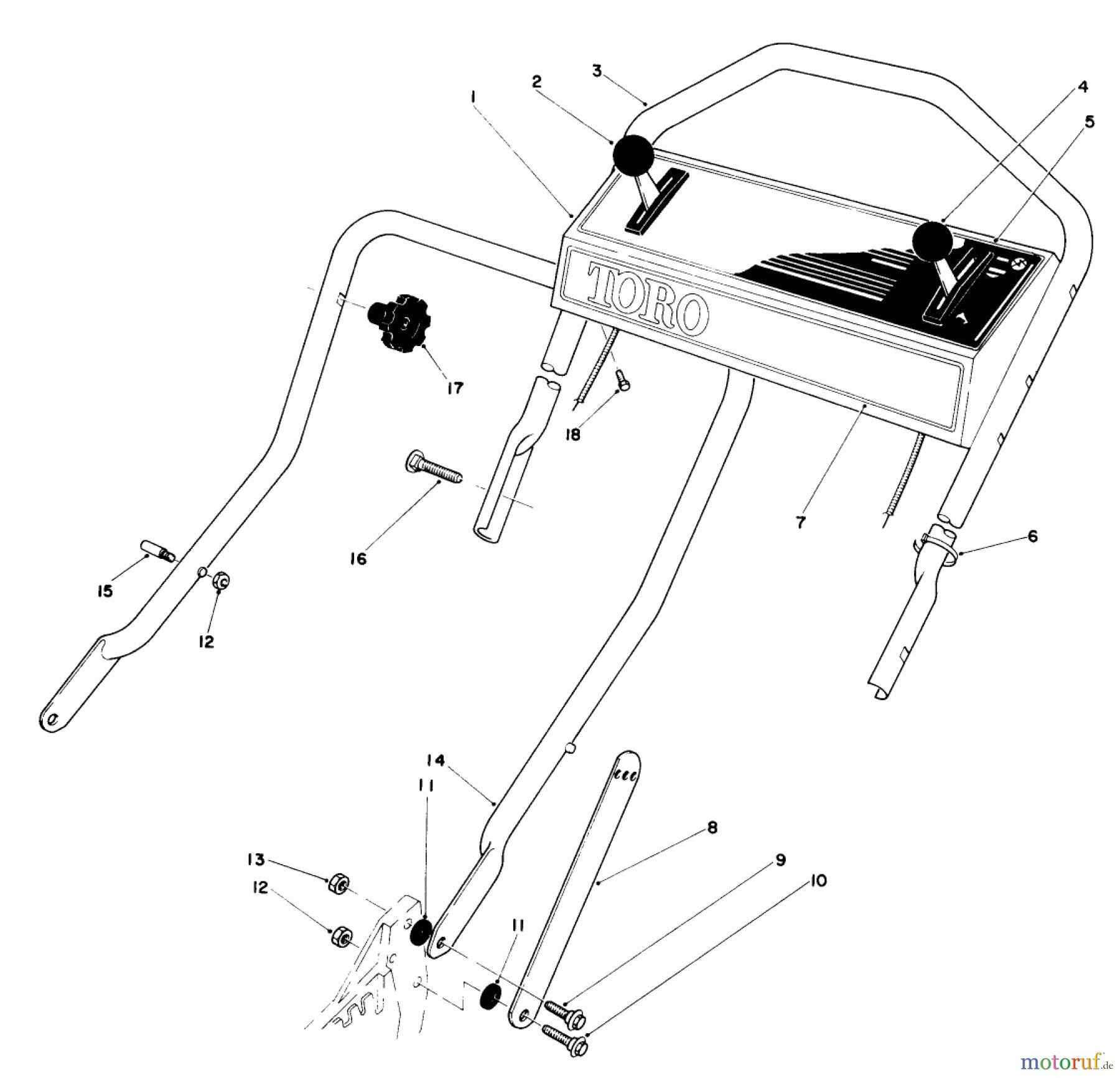  Toro Neu Mowers, Walk-Behind Seite 1 20810 - Toro Lawnmower, 1984 (4000001-4999999) HANDLE ASSEMBLY