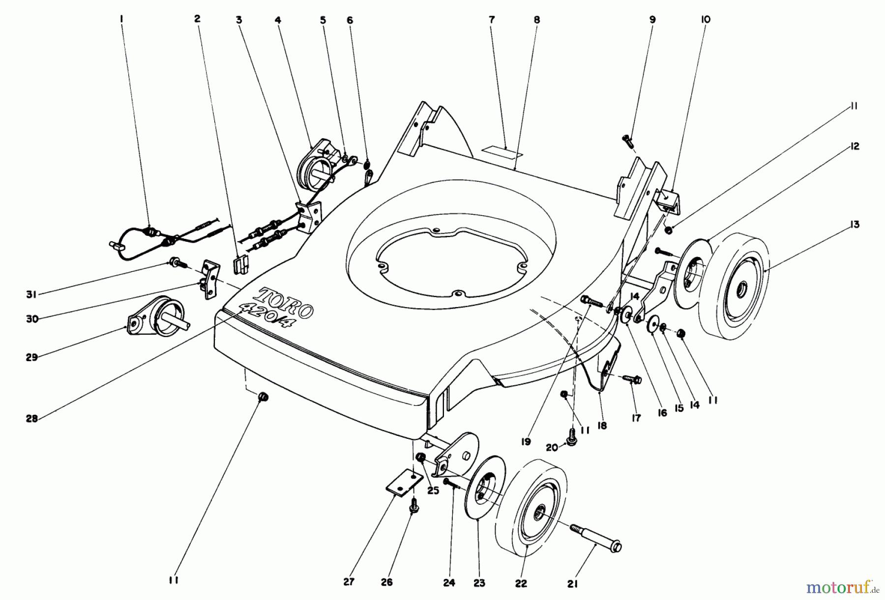  Toro Neu Mowers, Walk-Behind Seite 1 20815 - Toro Lawnmower, 1981 (1000001-1999999) HOUSING ASSEMBLY