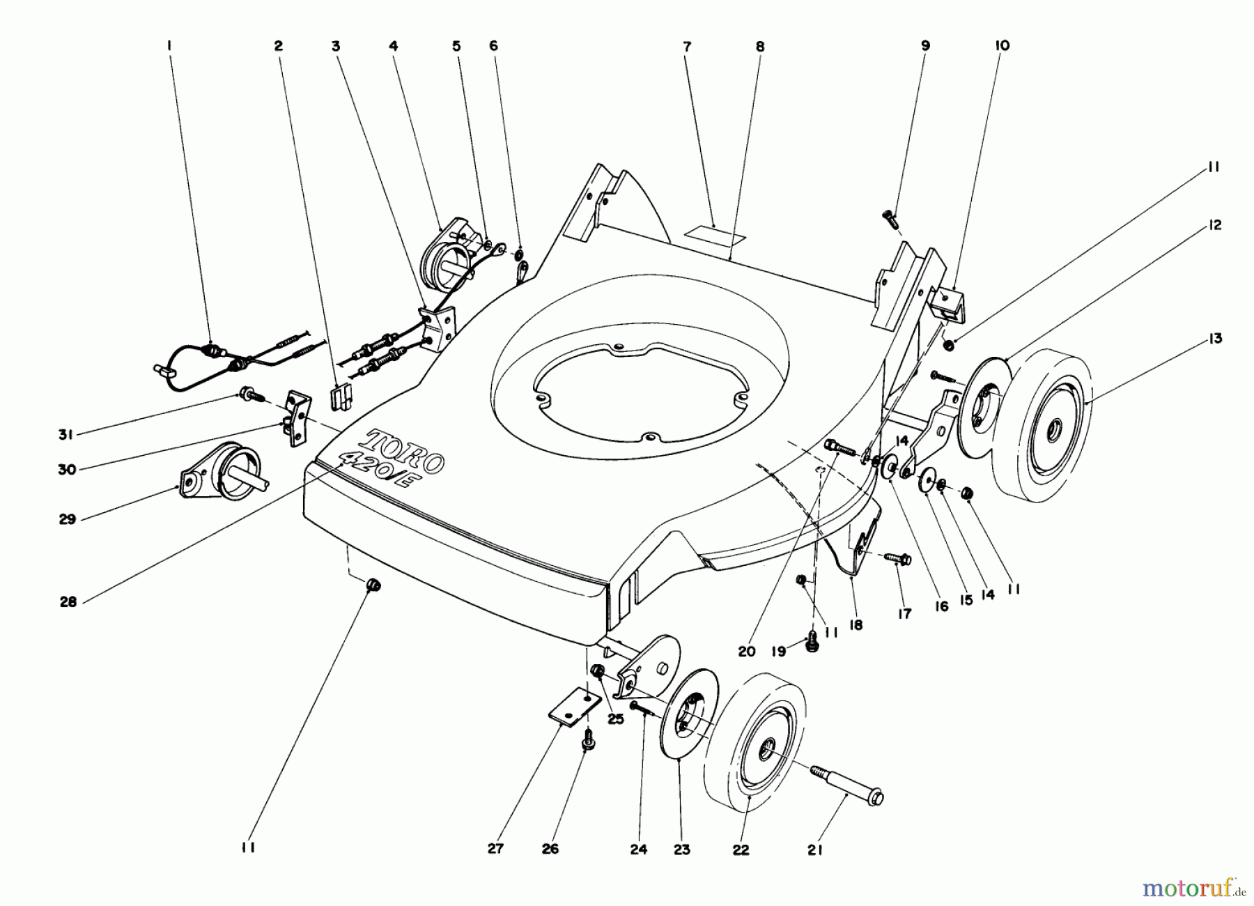  Toro Neu Mowers, Walk-Behind Seite 1 20825 - Toro Electric Lawnmower, 1981 (1000001-1999999) HOUSING ASSEMBLY