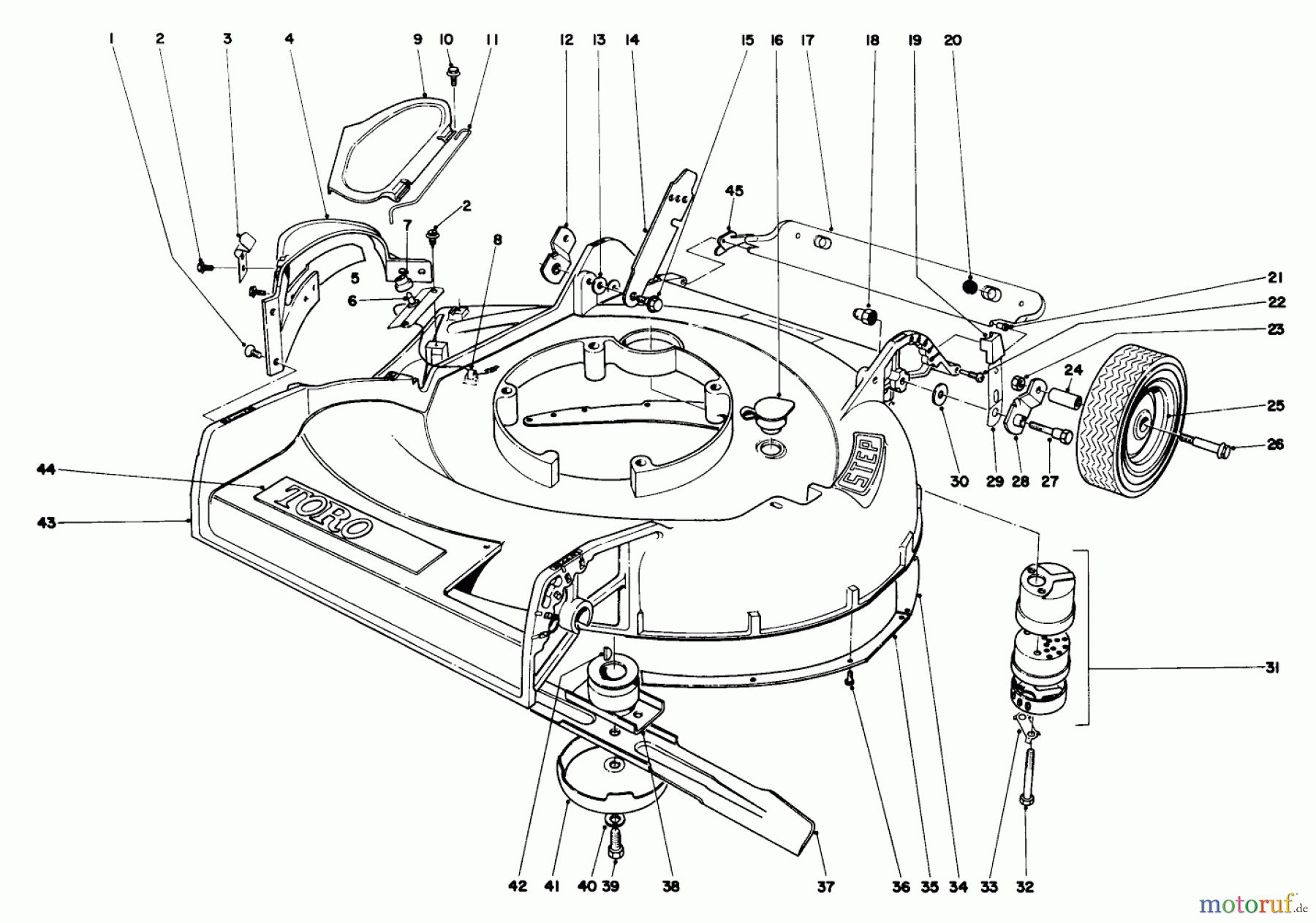  Toro Neu Mowers, Walk-Behind Seite 2 21373 - Toro Guardian Lawnmower, 1973 (3000001-3999999) HOUSING ASSEMBLY MODEL 21273