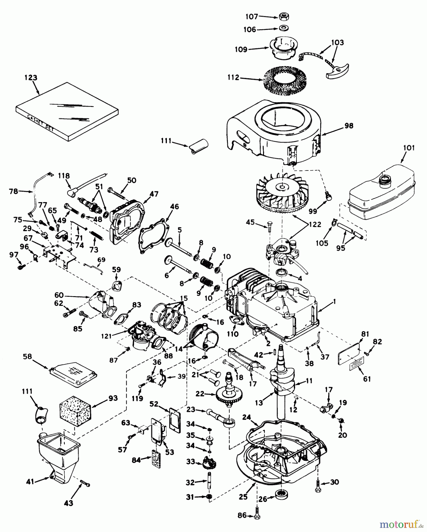  Toro Neu Mowers, Walk-Behind Seite 2 21172 - Toro Guardian Lawnmower, 1972 (2000001-2999999) ENGINE TECUMSEH MODEL NO. LAV35-40647K