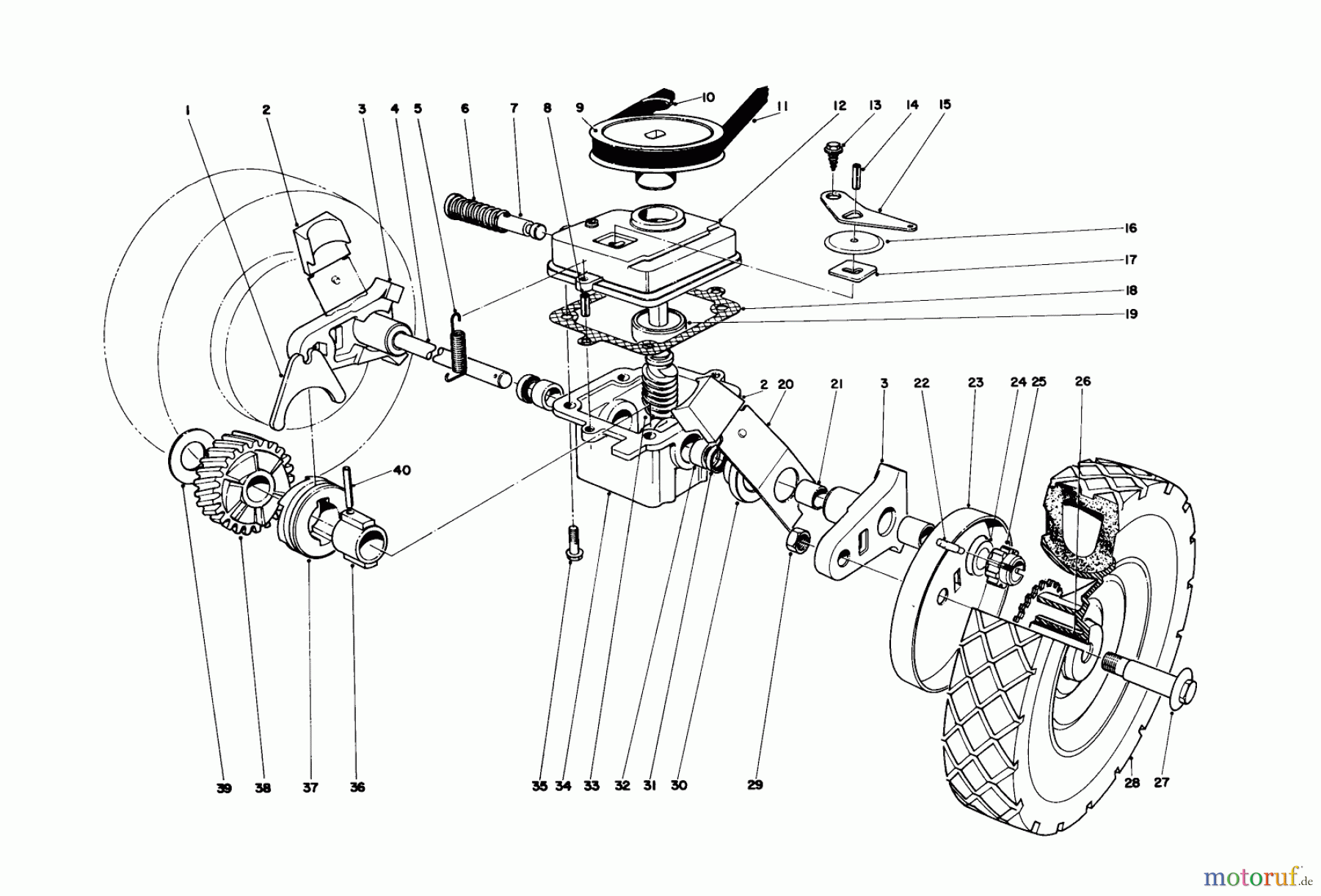  Toro Neu Mowers, Walk-Behind Seite 2 21610 - Toro Guardian Lawnmower, 1974 (4000001-4999999) GEAR CASE ASSEMBLY MODEL NO. 21610 & 21711