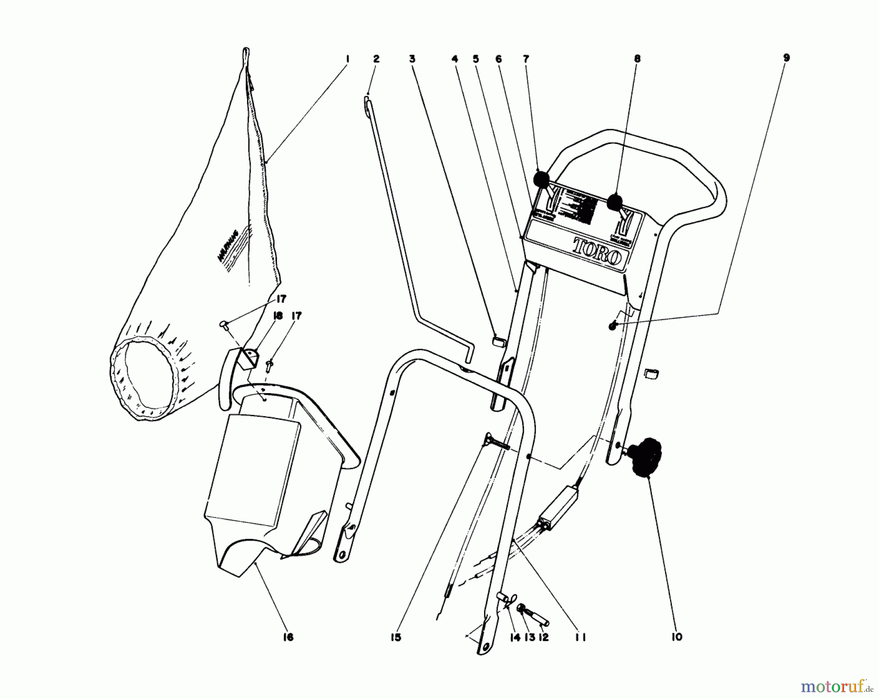  Toro Neu Mowers, Walk-Behind Seite 2 21610 - Toro Guardian Lawnmower, 1976 (6000001-6999999) HANDLE ASSEMBLY MODEL NO. 21610