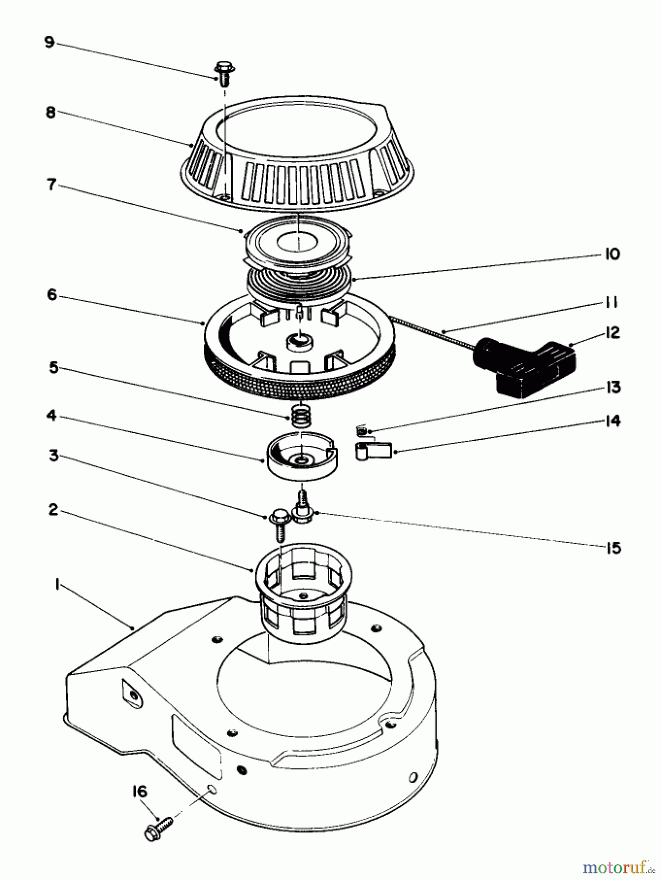  Toro Neu Mowers, Walk-Behind Seite 2 22025 - Toro Lawnmower, 1985 (5000001-5999999) RECOIL STARTER ASSEMBLY