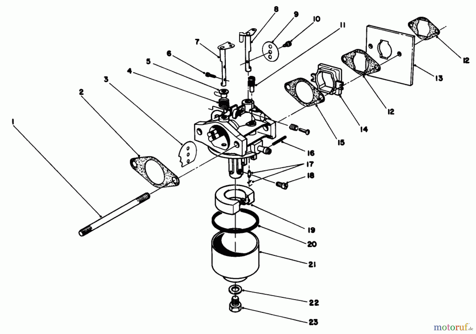  Toro Neu Mowers, Walk-Behind Seite 2 22025 - Toro Lawnmower, 1986 (6000001-6999999) CARBURETOR ASSEMBLY