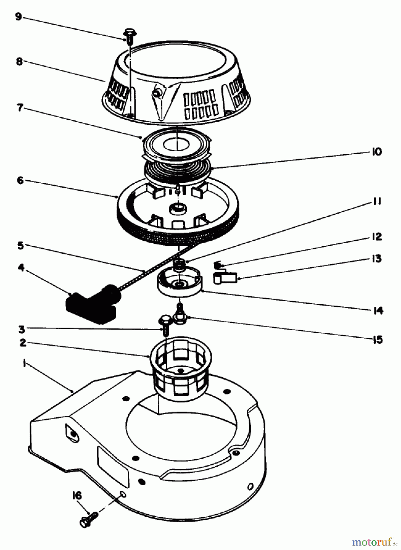  Toro Neu Mowers, Walk-Behind Seite 2 22025 - Toro Lawnmower, 1986 (6000001-6999999) RECOIL STARTER ASSEMBLY