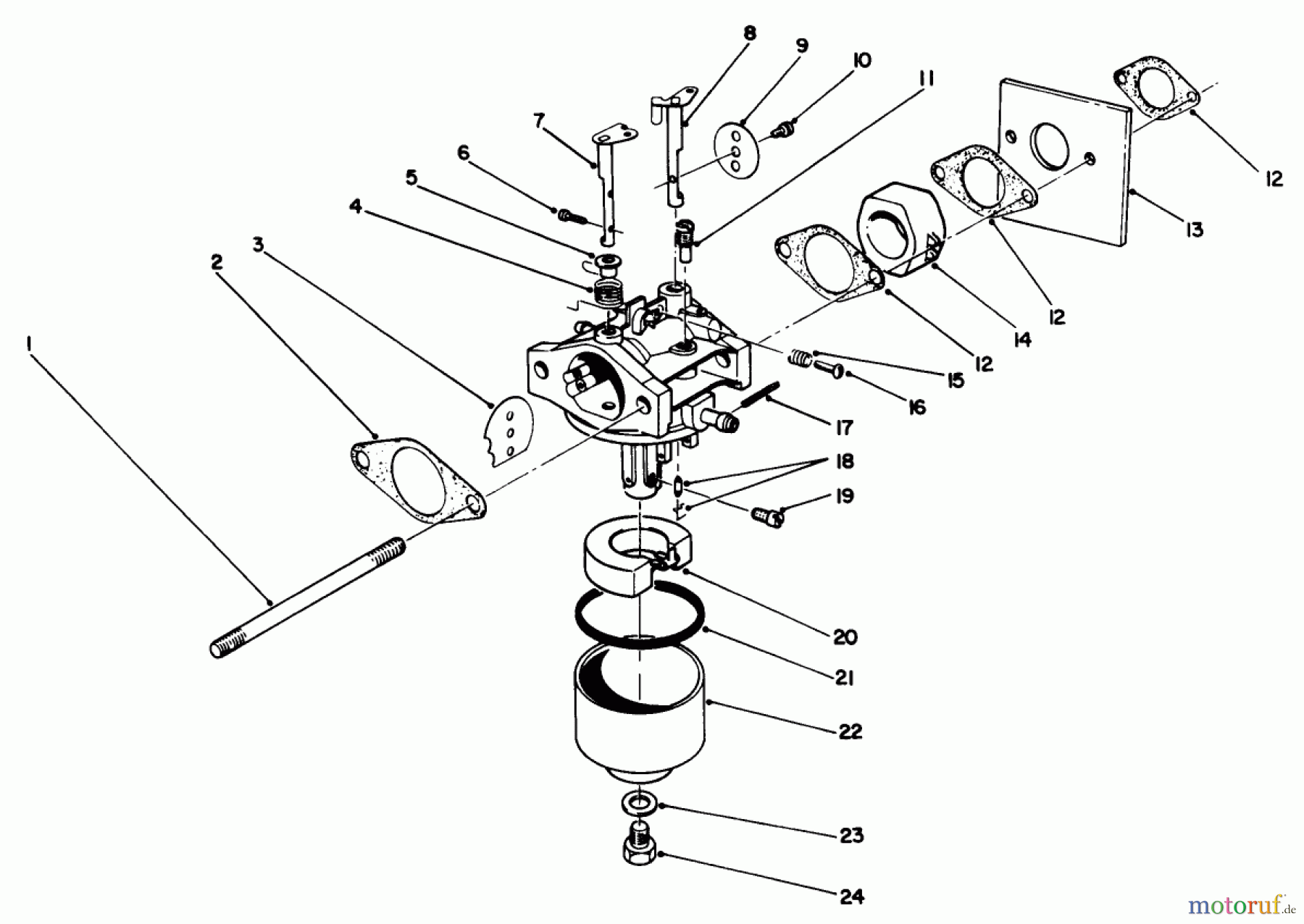  Toro Neu Mowers, Walk-Behind Seite 2 22026 - Toro Side Discharge Mower, 1992 (2000001-2999999) CARBURETOR ASSEMBLY (MODEL NO. 47PM1-3)