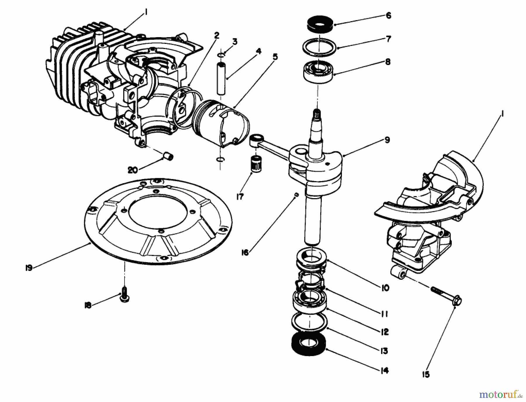  Toro Neu Mowers, Walk-Behind Seite 2 22026 - Toro Side Discharge Mower, 1992 (2000001-2999999) CRANKSHAFT ASSEMBLY (MODEL NO. 47PM1-3)