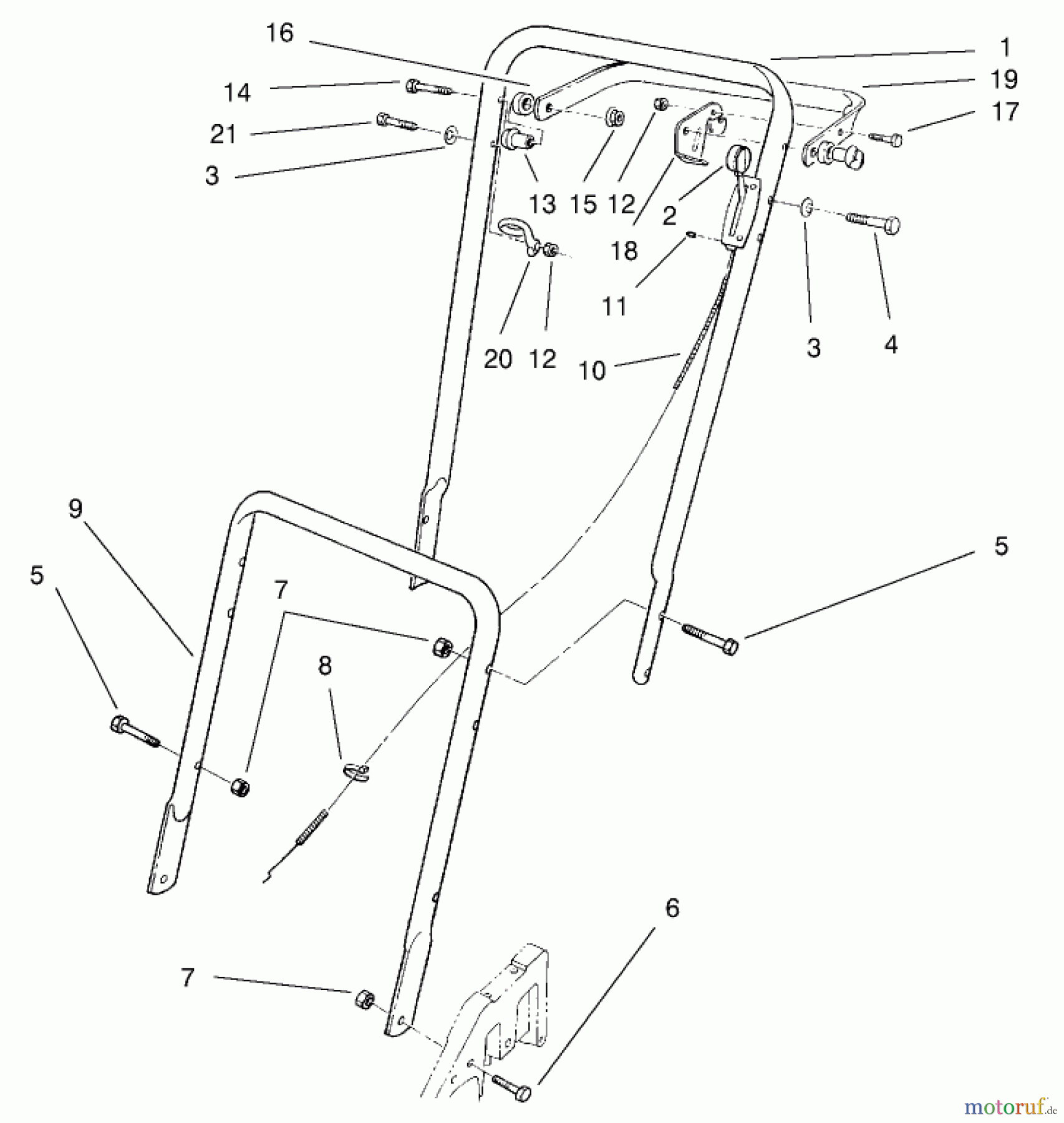  Toro Neu Mowers, Walk-Behind Seite 2 22026 - Toro Side Discharge Mower, 2000 (200000001-200999999) HANDLE ASSEMBLY