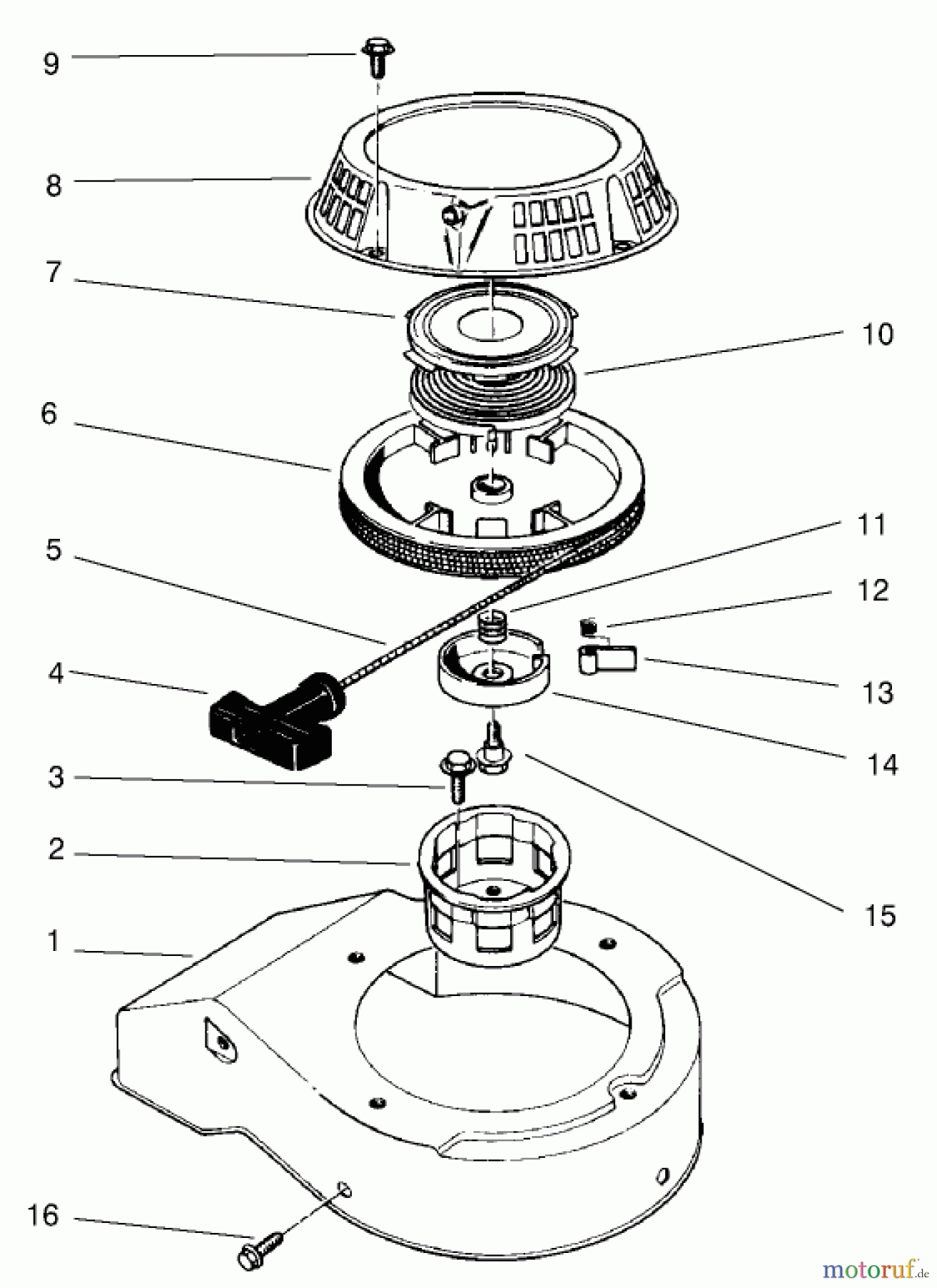  Toro Neu Mowers, Walk-Behind Seite 2 22026 - Toro Side Discharge Mower, 2000 (200000001-200999999) RECOIL ASSEMBLY (MODEL NO. 48PW)