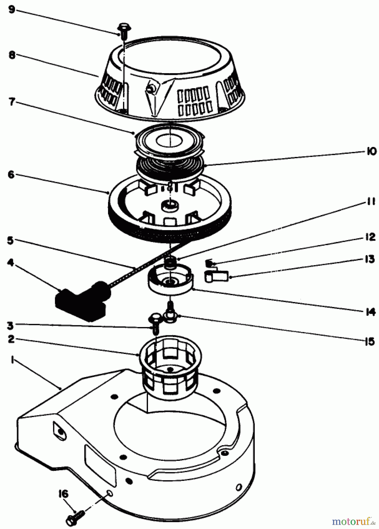  Toro Neu Mowers, Walk-Behind Seite 2 22035 - Toro Lawnmower, 1986 (6000001-6999999) RECOIL STARTER ASSEMBLY