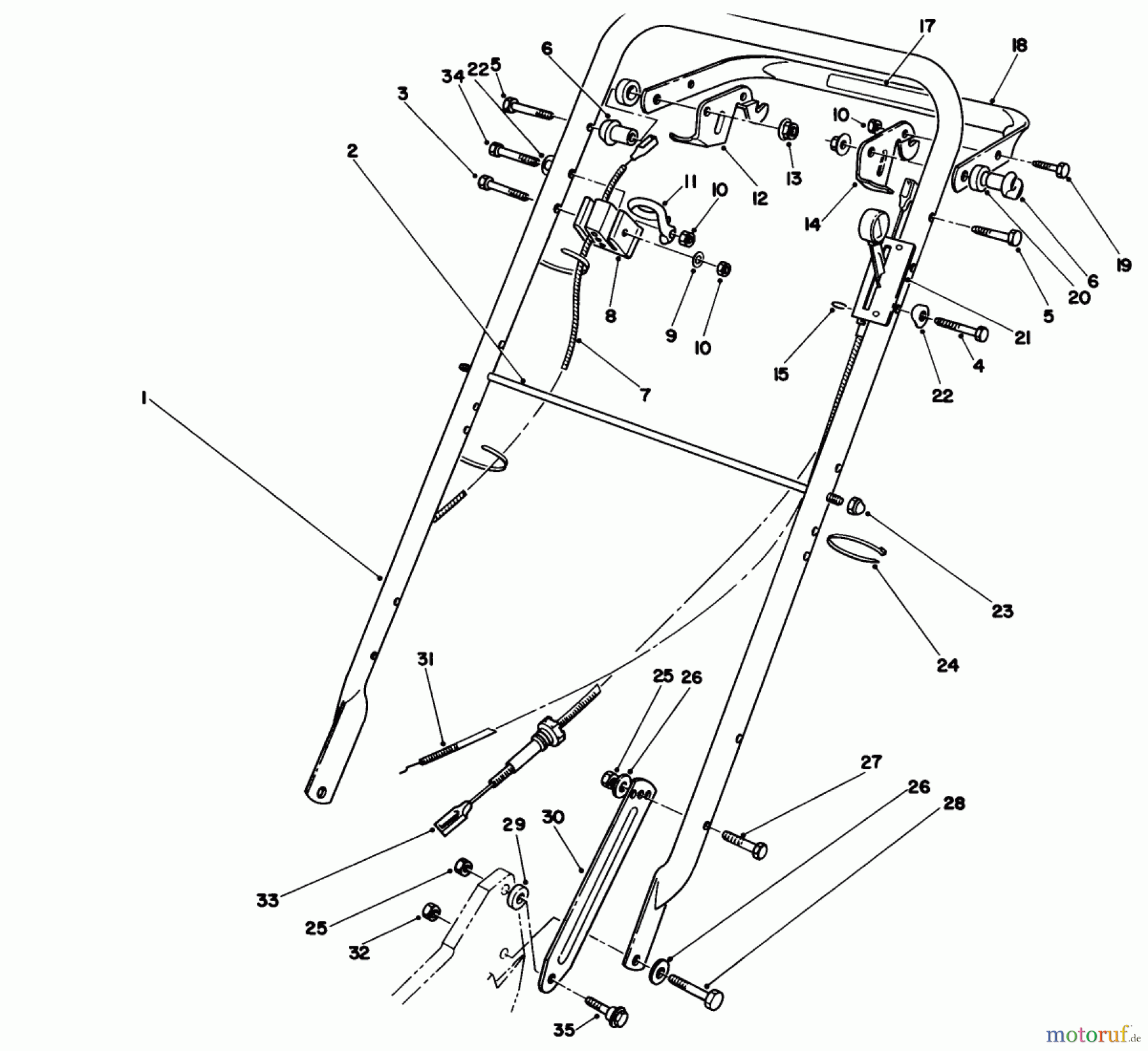  Toro Neu Mowers, Walk-Behind Seite 2 22040 - Toro Lawnmower, 1993 (3900001-3999999) HANDLE ASSEMBLY