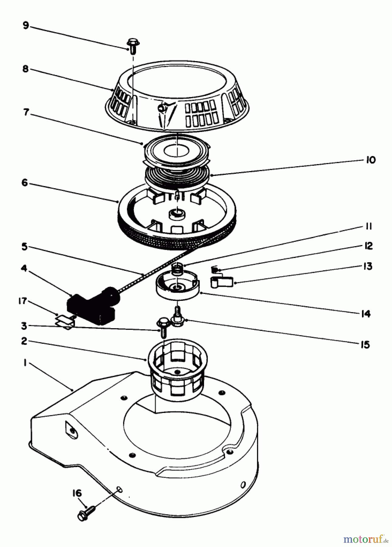  Toro Neu Mowers, Walk-Behind Seite 2 22041 - Toro Lawnmower, 1991 (1000001-1999999) RECOIL ASSEMBLY (MODEL NO. 47PL0-3)