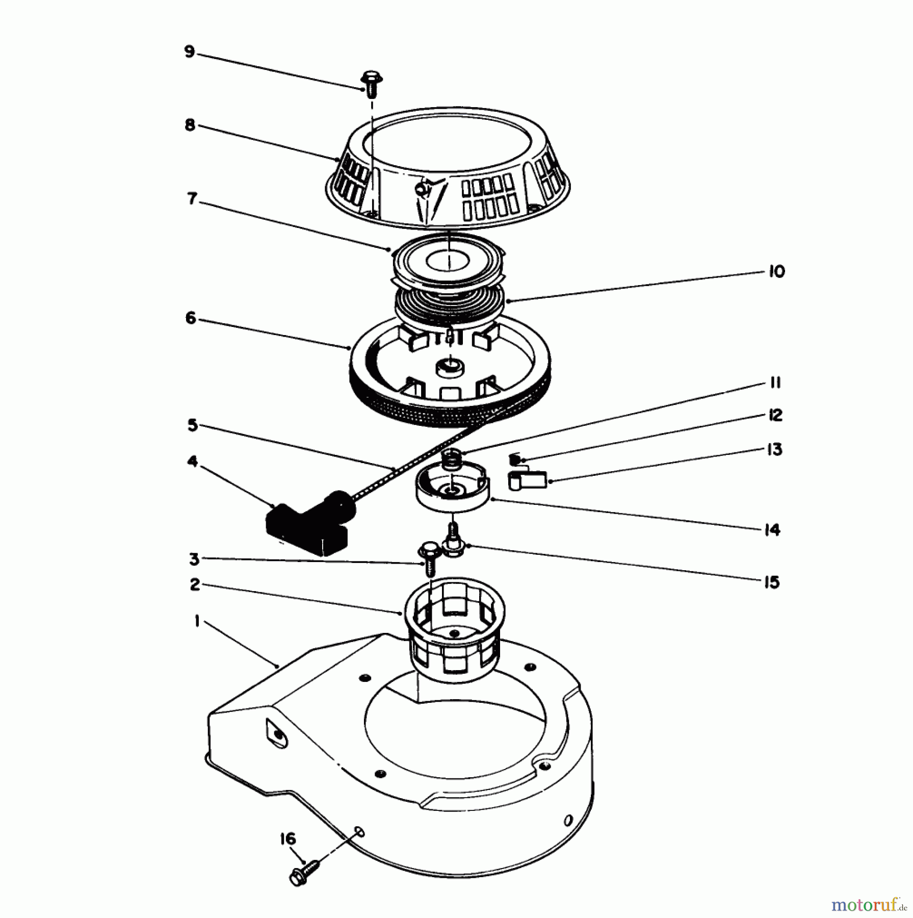  Toro Neu Mowers, Walk-Behind Seite 2 22043 - Toro Lawnmower, 1993 (3900965-3999999) RECOIL ASSEMBLY (MODEL NO. 47PN2-7)