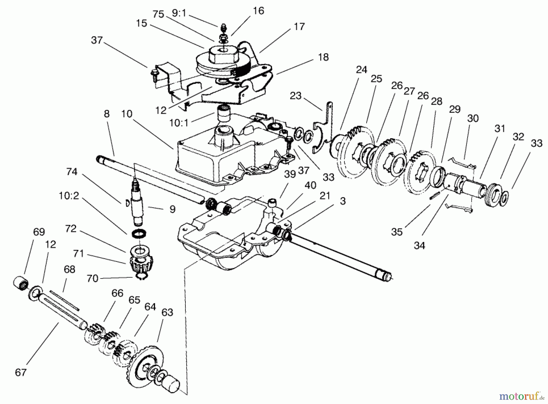  Toro Neu Mowers, Walk-Behind Seite 2 22045 - Toro Recycler Mower, 2000 (200000001-200999999) GEAR CASE ASSEMBLY