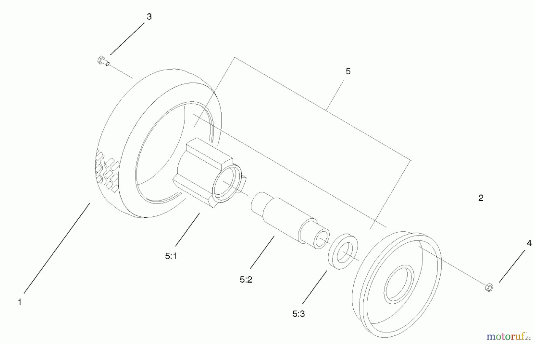  Toro Neu Mowers, Walk-Behind Seite 2 22161 - Toro Recycler Mower, 2001 (210000001-210999999) FRONT WHEEL & TIRE ASSEMBLY NO. 53-7720