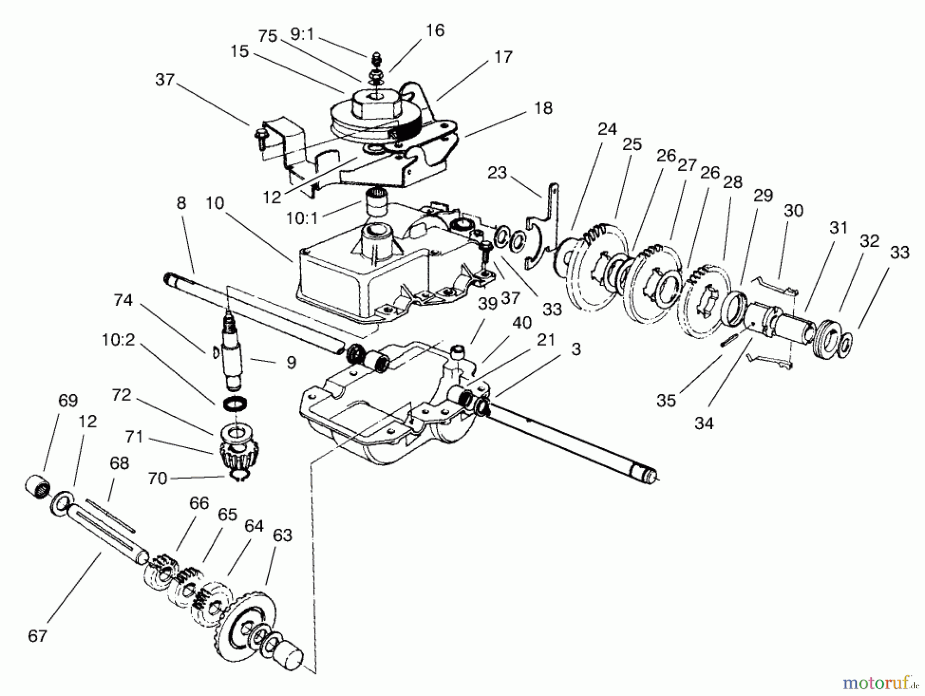  Toro Neu Mowers, Walk-Behind Seite 2 22162 - Toro Recycler Mower, 1998 (8900001-8999999) GEAR CASE ASSEMBLY